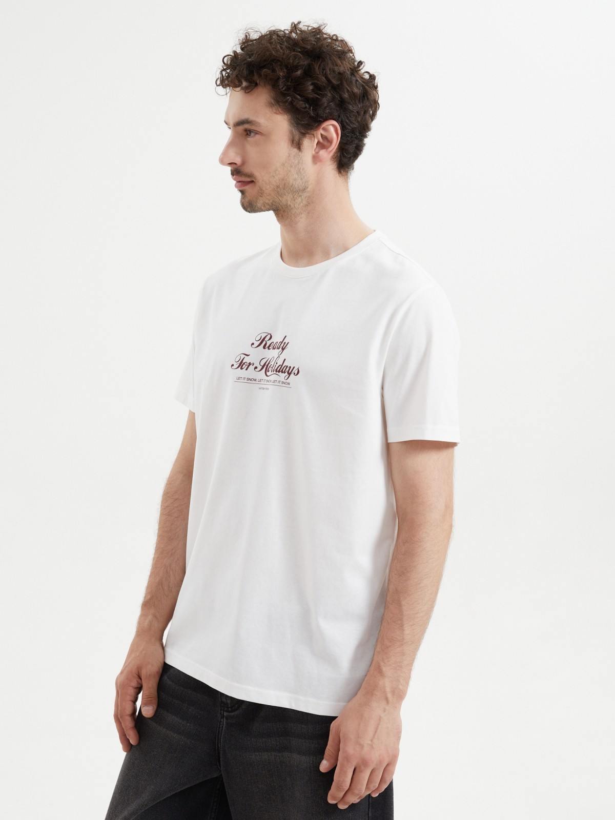 Новогодняя футболка из хлопка с принтом