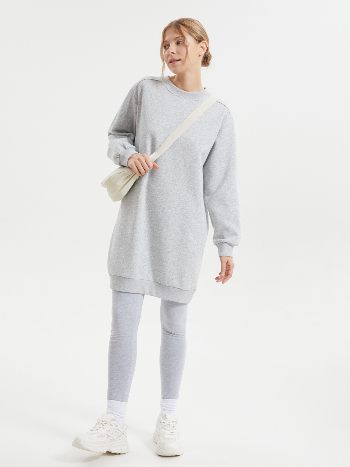 Утеплённое трикотажное платье-свитшот