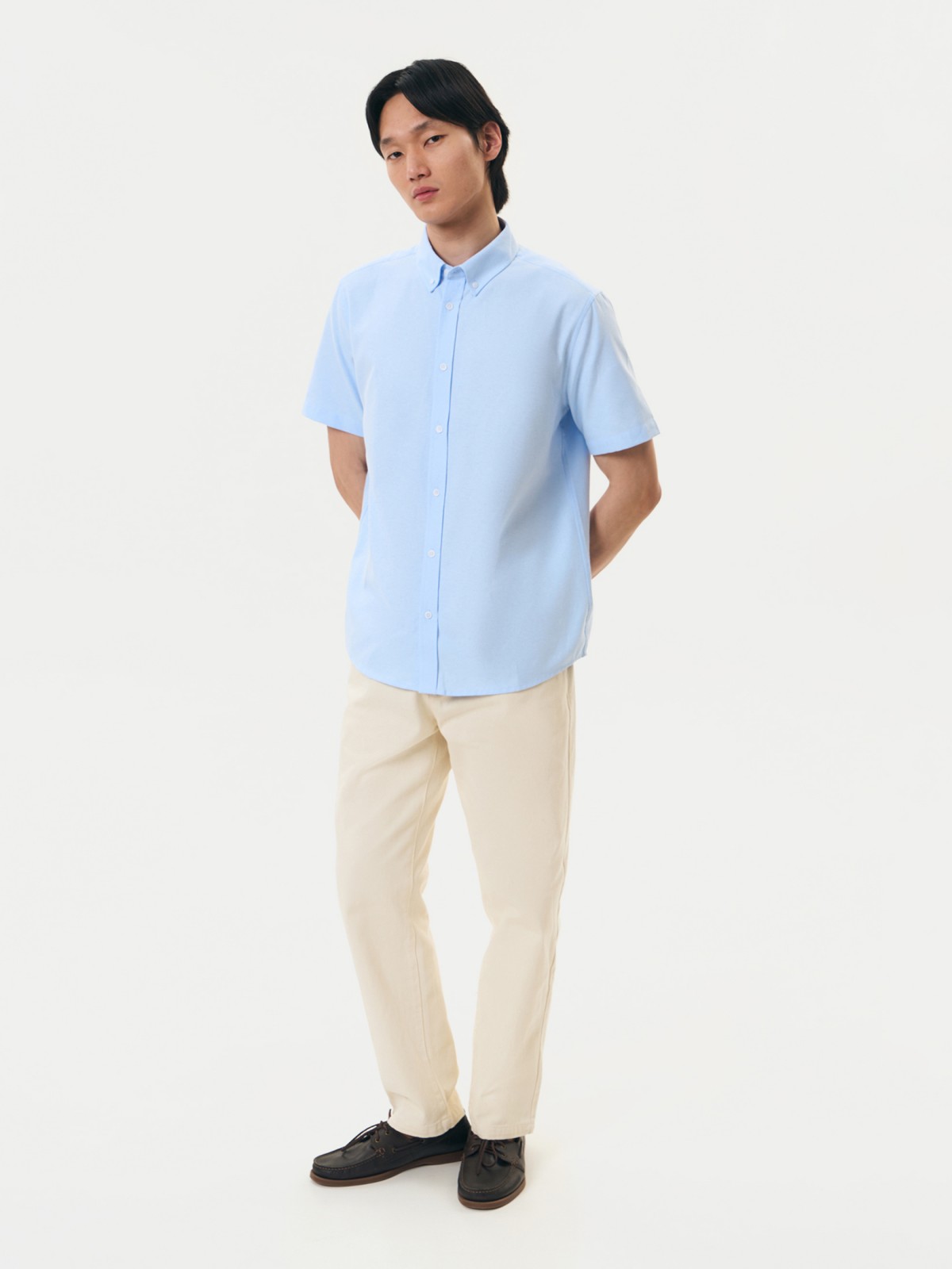 Рубашка прямого силуэта с коротким рукавом