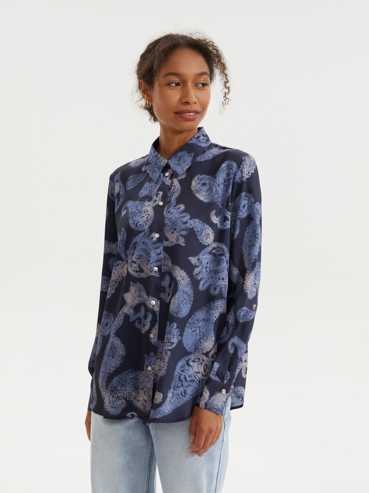 Рубашка с принтом и длинным рукавом