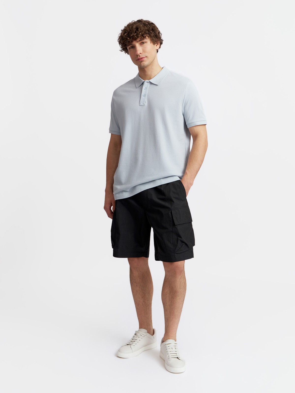 Футболка поло из хлопка однотонная