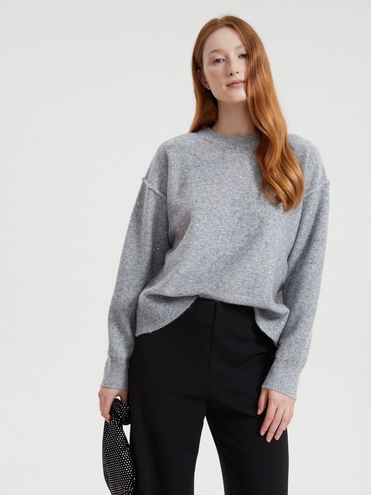 Вязаный джемпер с люрексом и пайетками