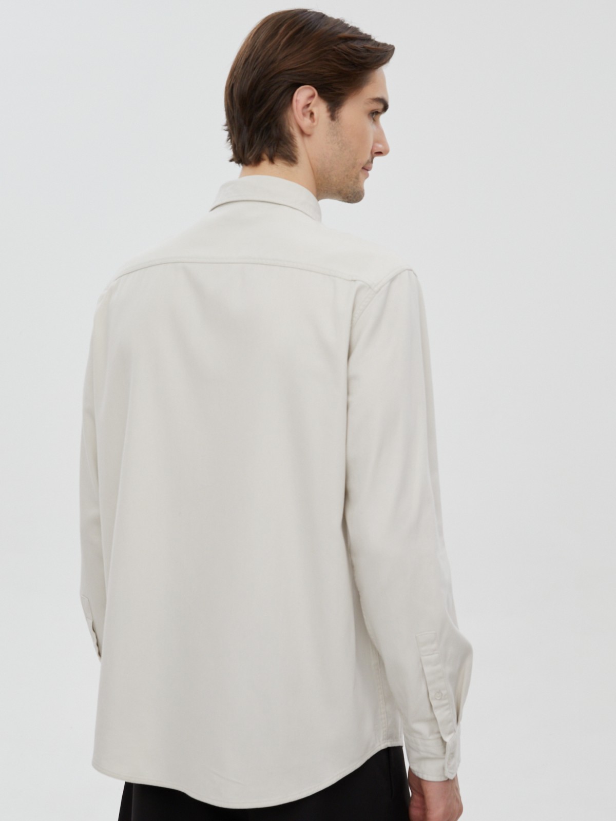 Прямая рубашка из хлопка с длинным рукавом