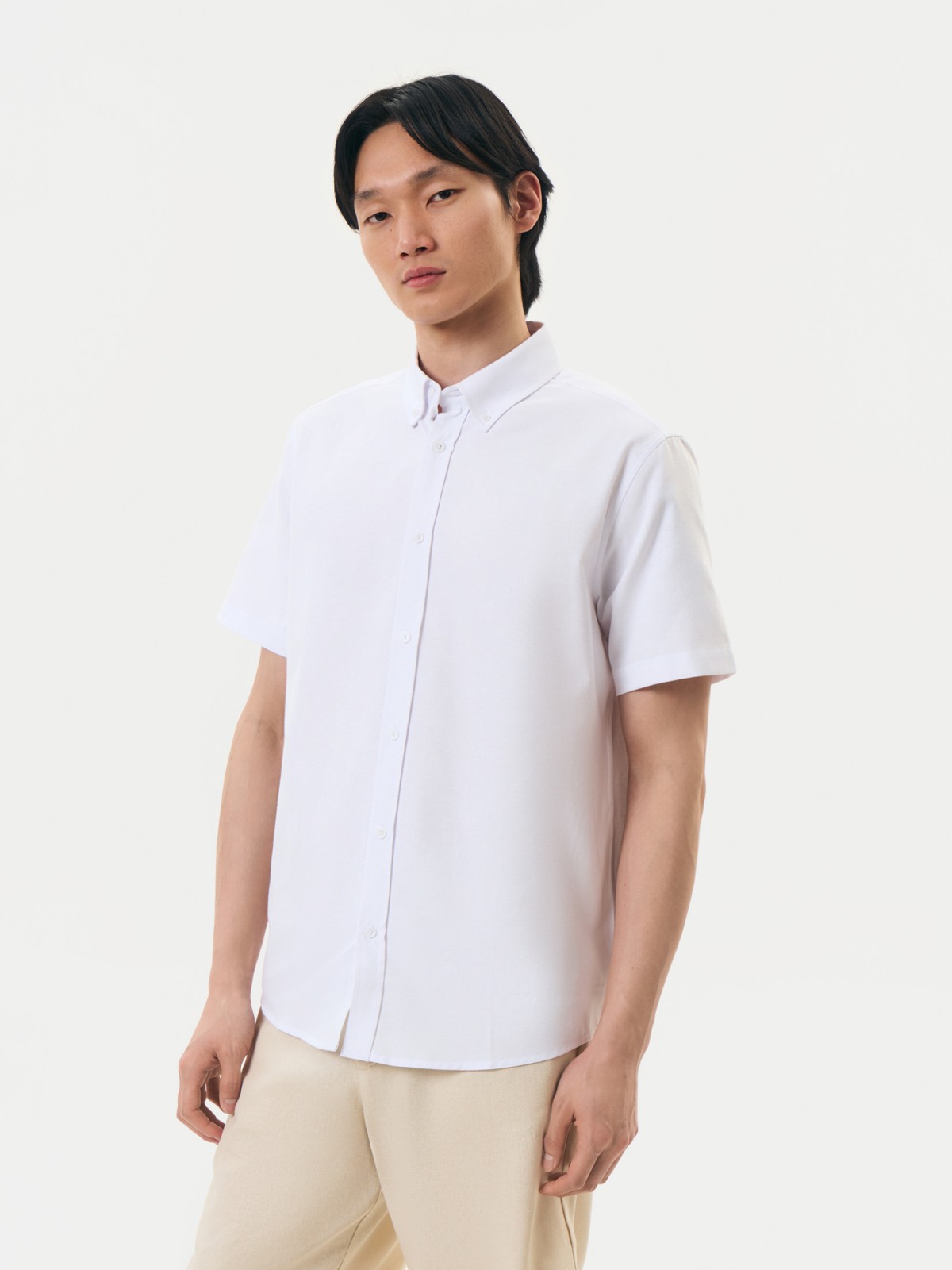 Рубашка прямого силуэта с коротким рукавом