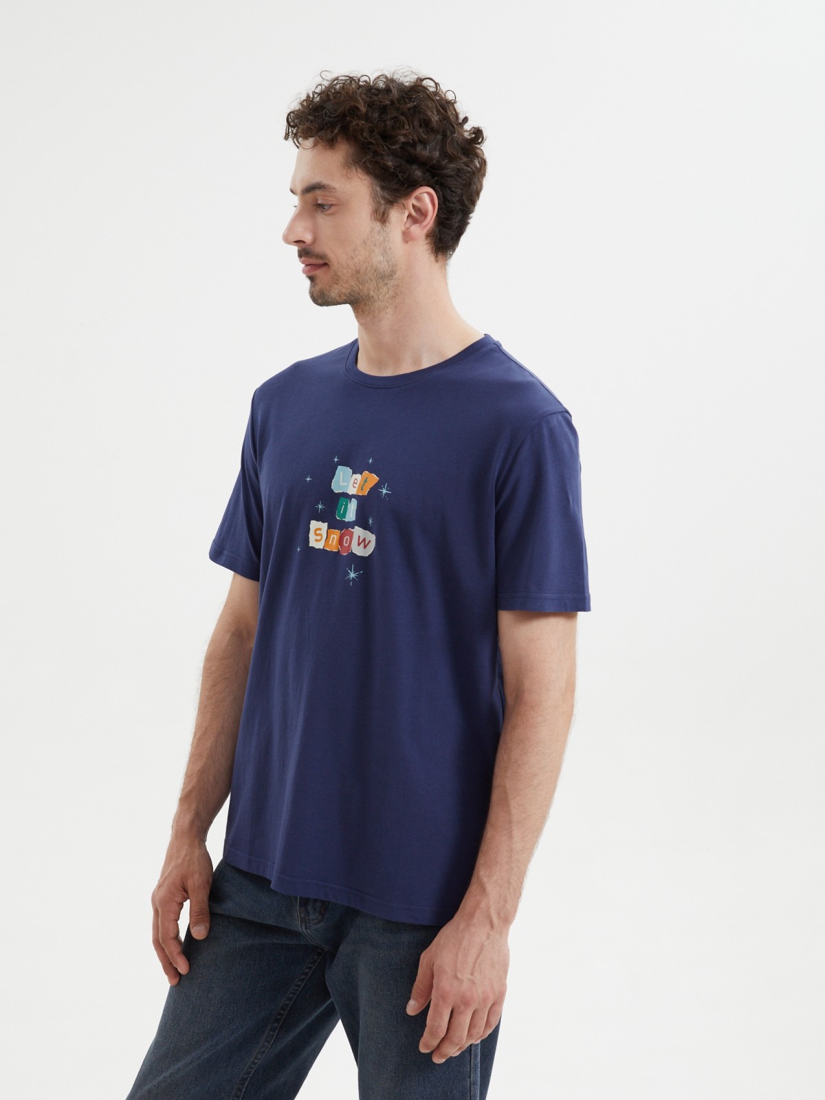 Новогодняя футболка из хлопка с принтом