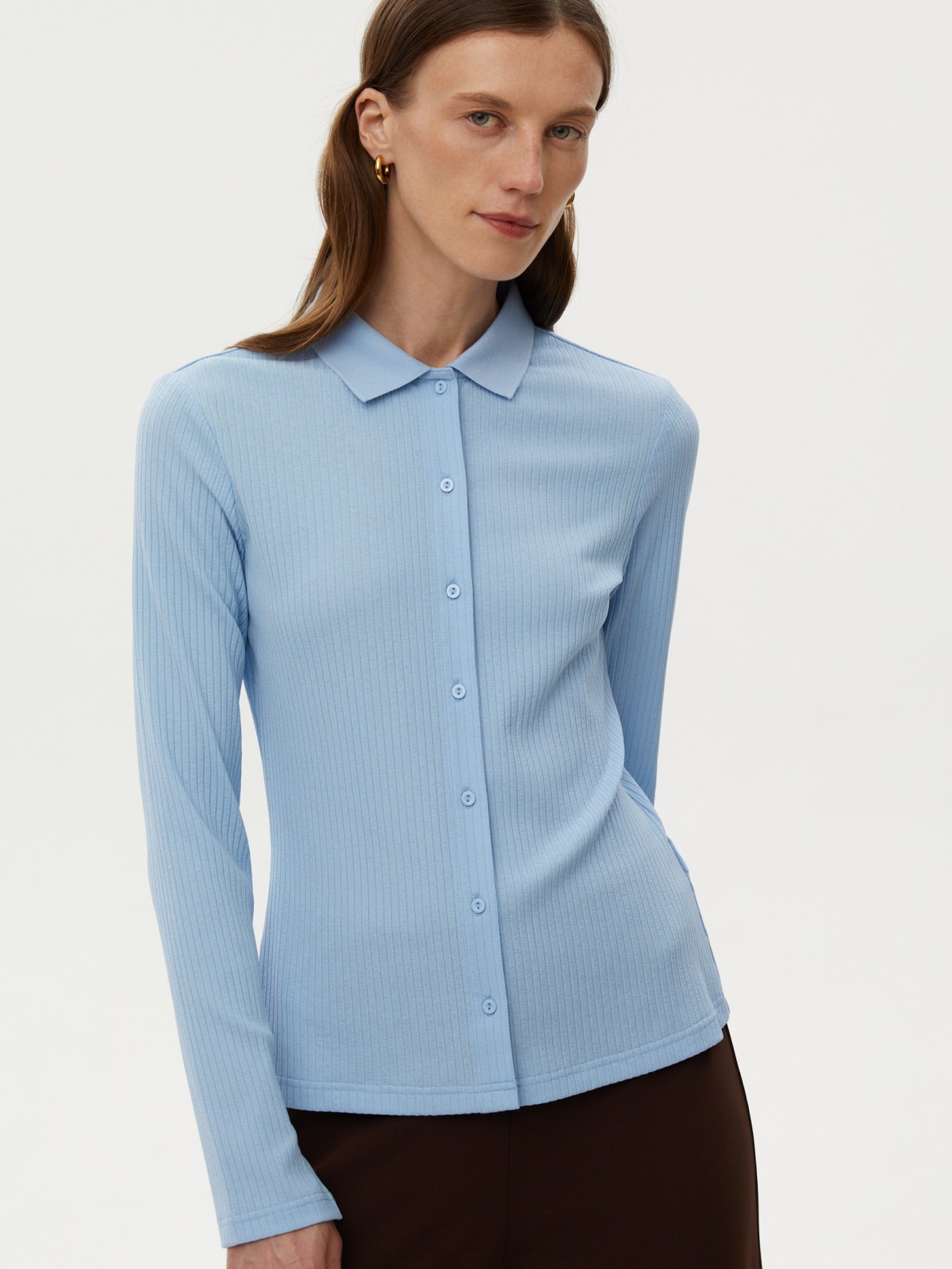 Трикотажная рубашка с отложным воротником