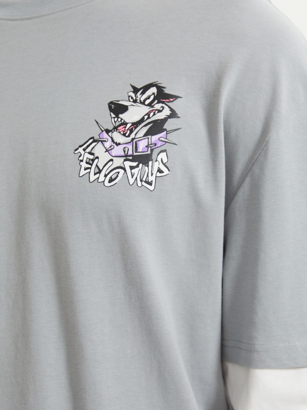 Лонгслив из хлопка с имитацией футболки