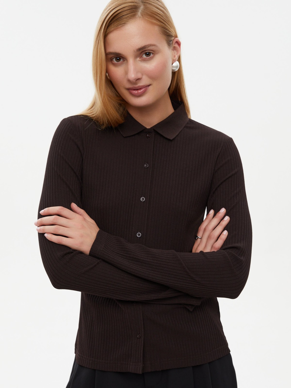 Трикотажная рубашка с отложным воротником