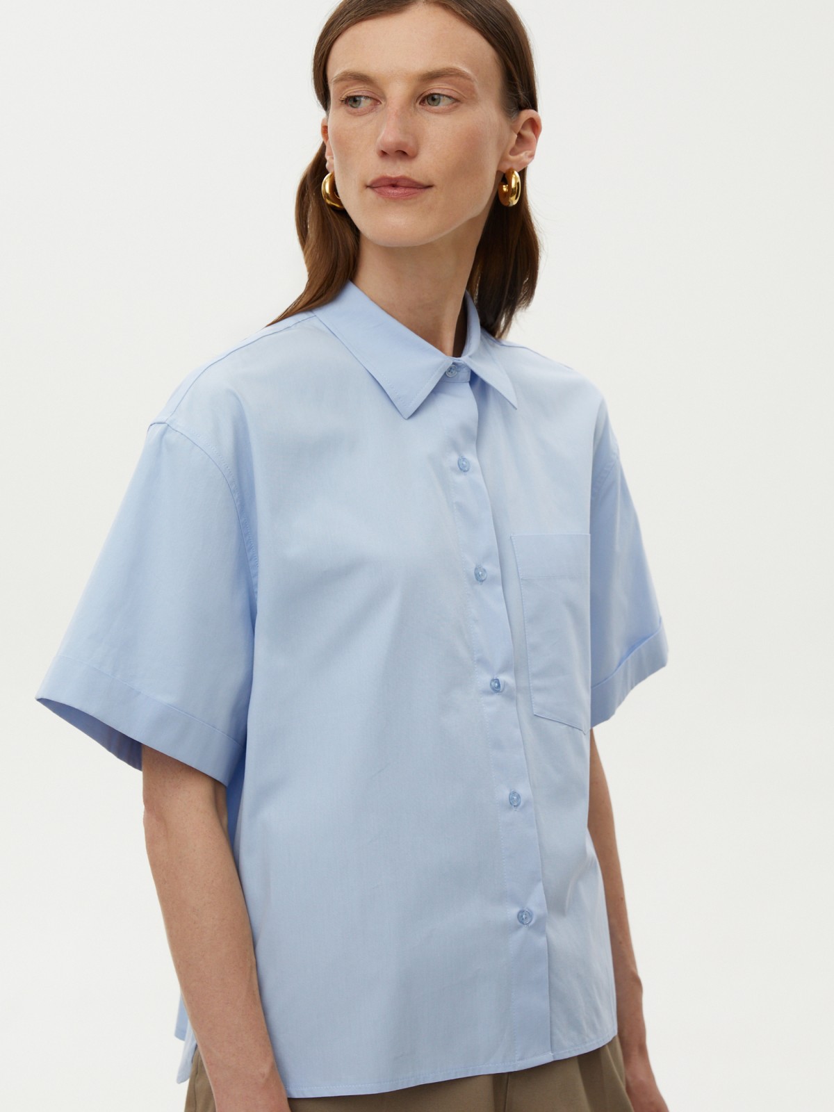 Рубашка оверсайз из хлопка с коротким рукавом