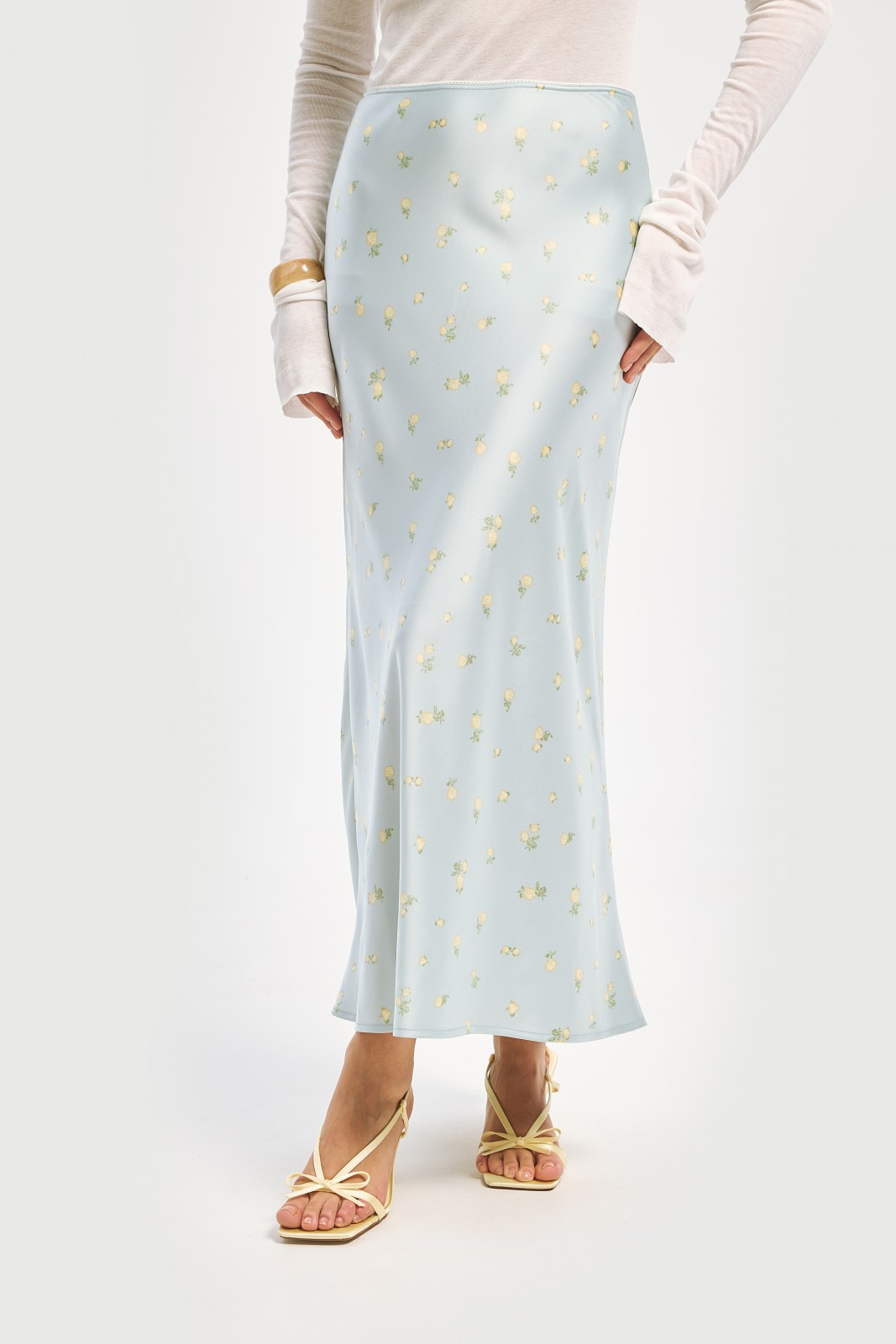 Атласная юбка годе миди