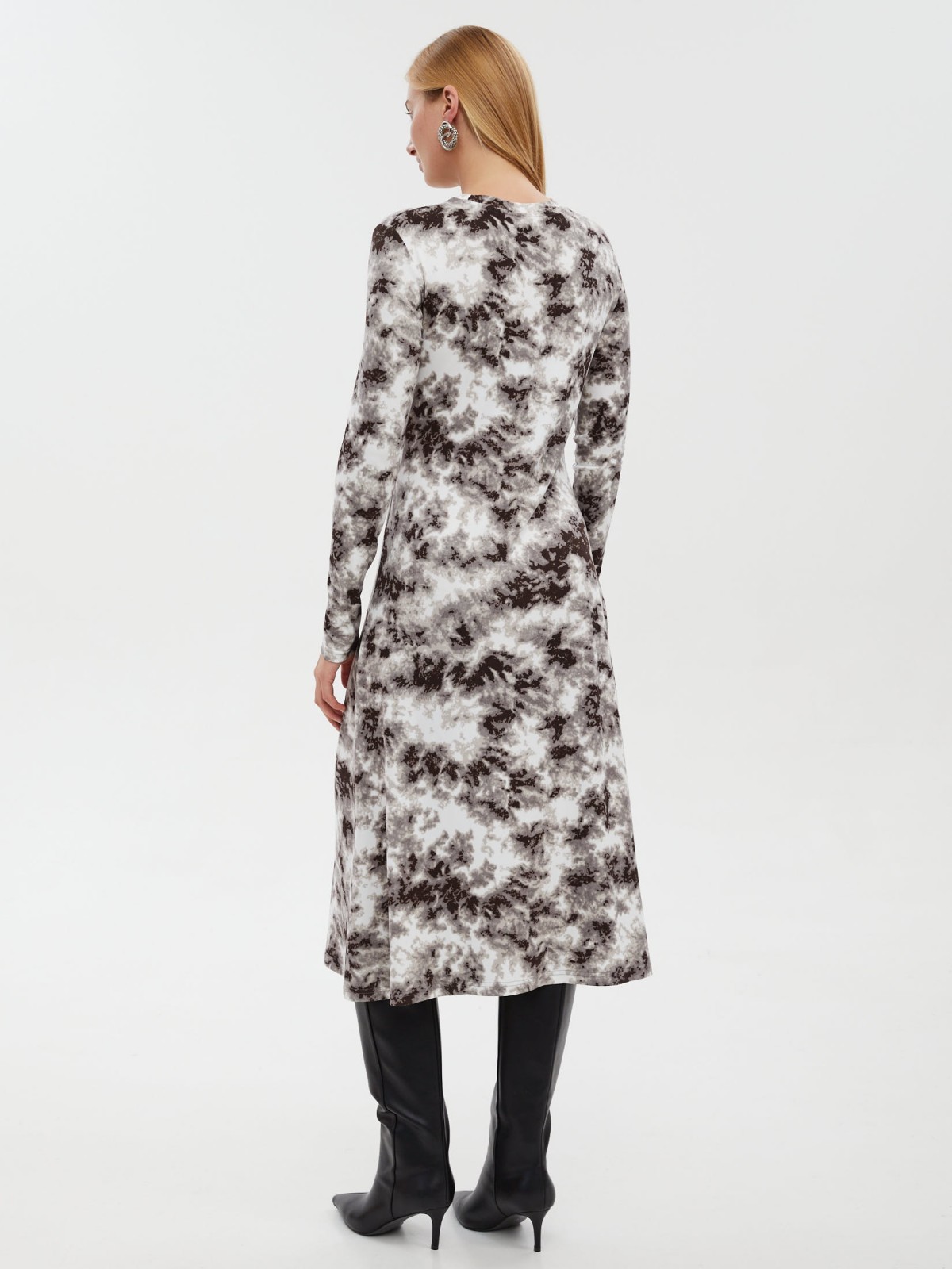 Трикотажное платье миди с принтом