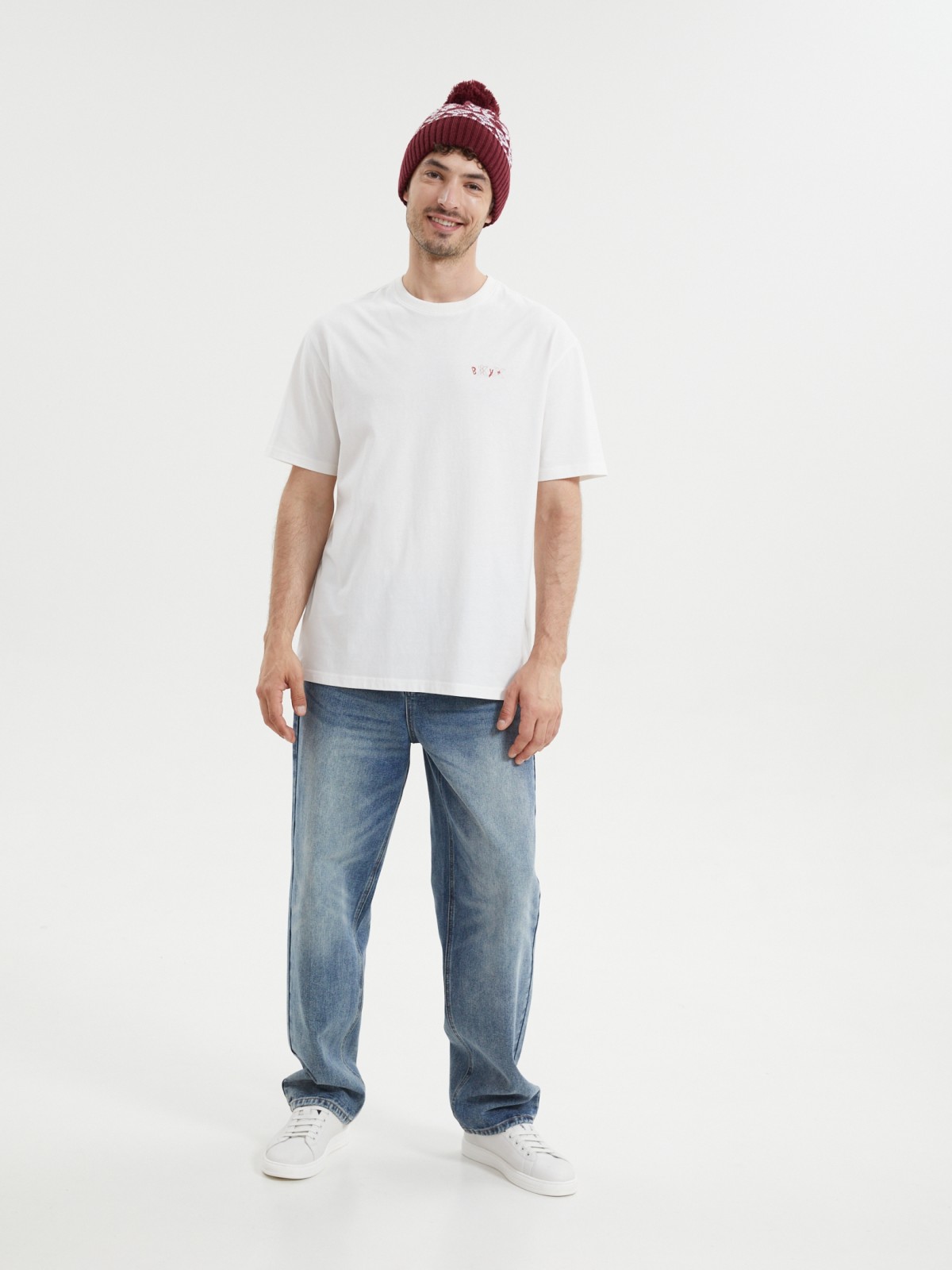 Новогодняя футболка из хлопка с принтом