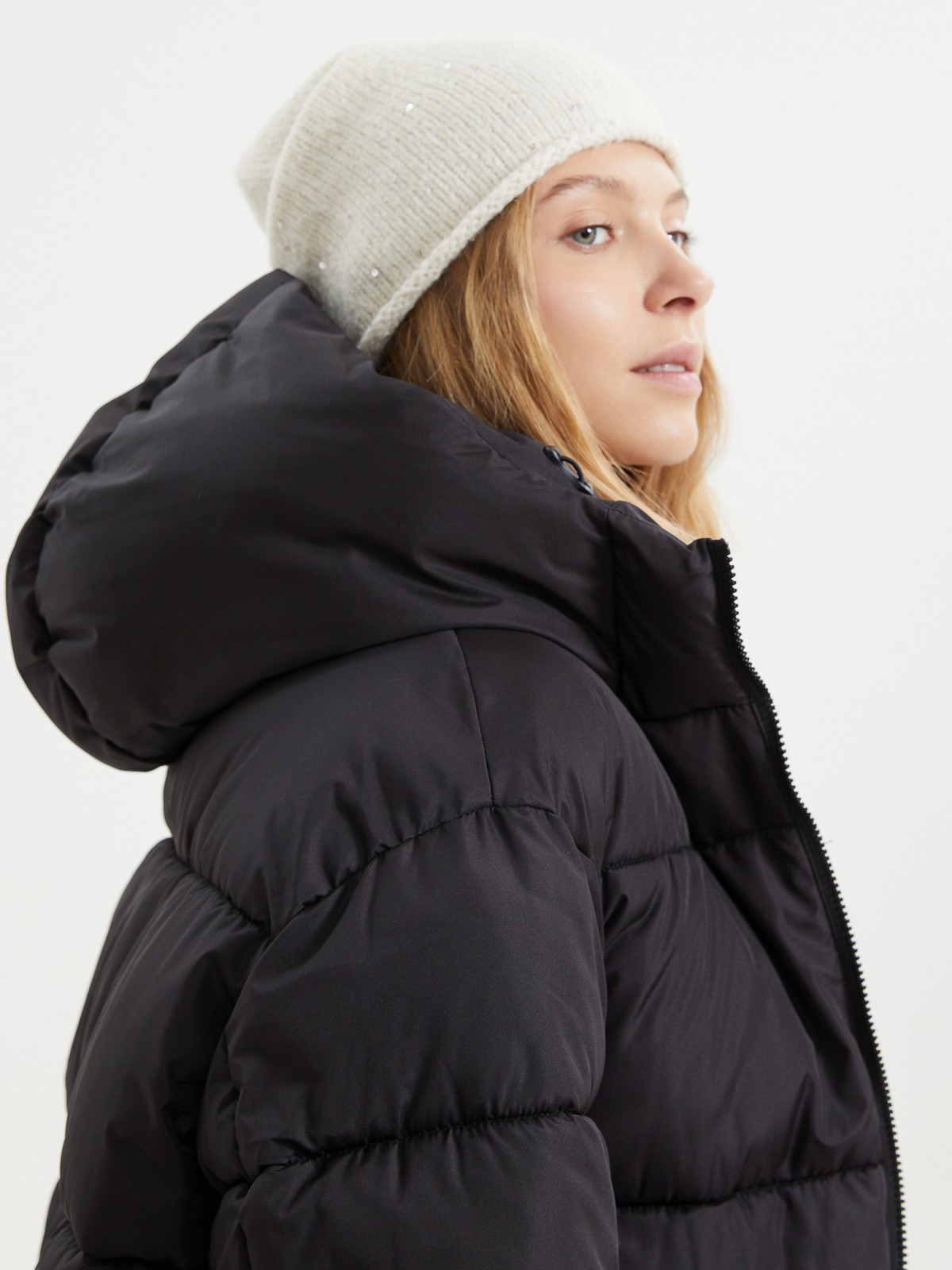 Шапка-бини без отворота с блёстками