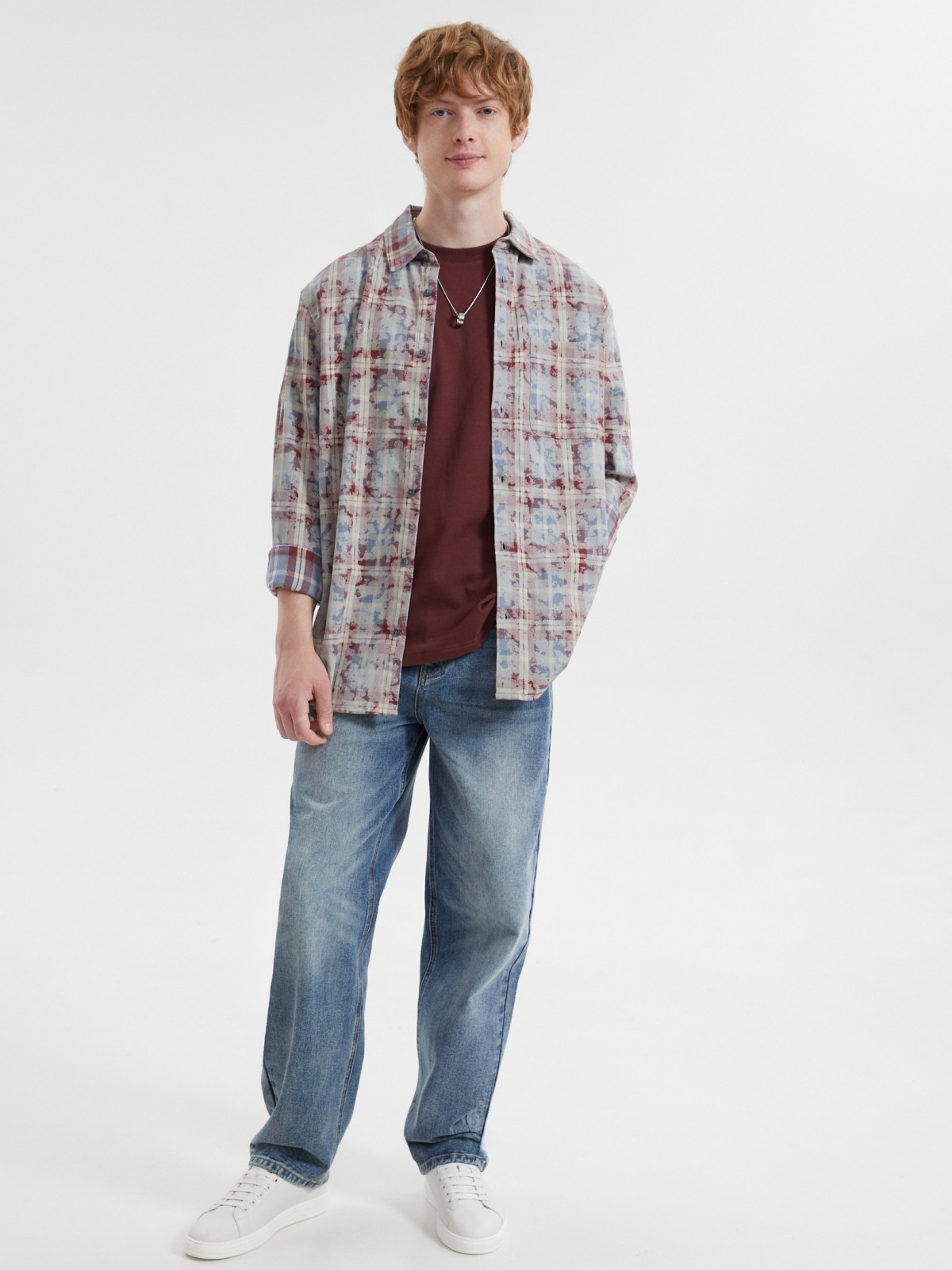 Рубашка из хлопка с узором в клетку