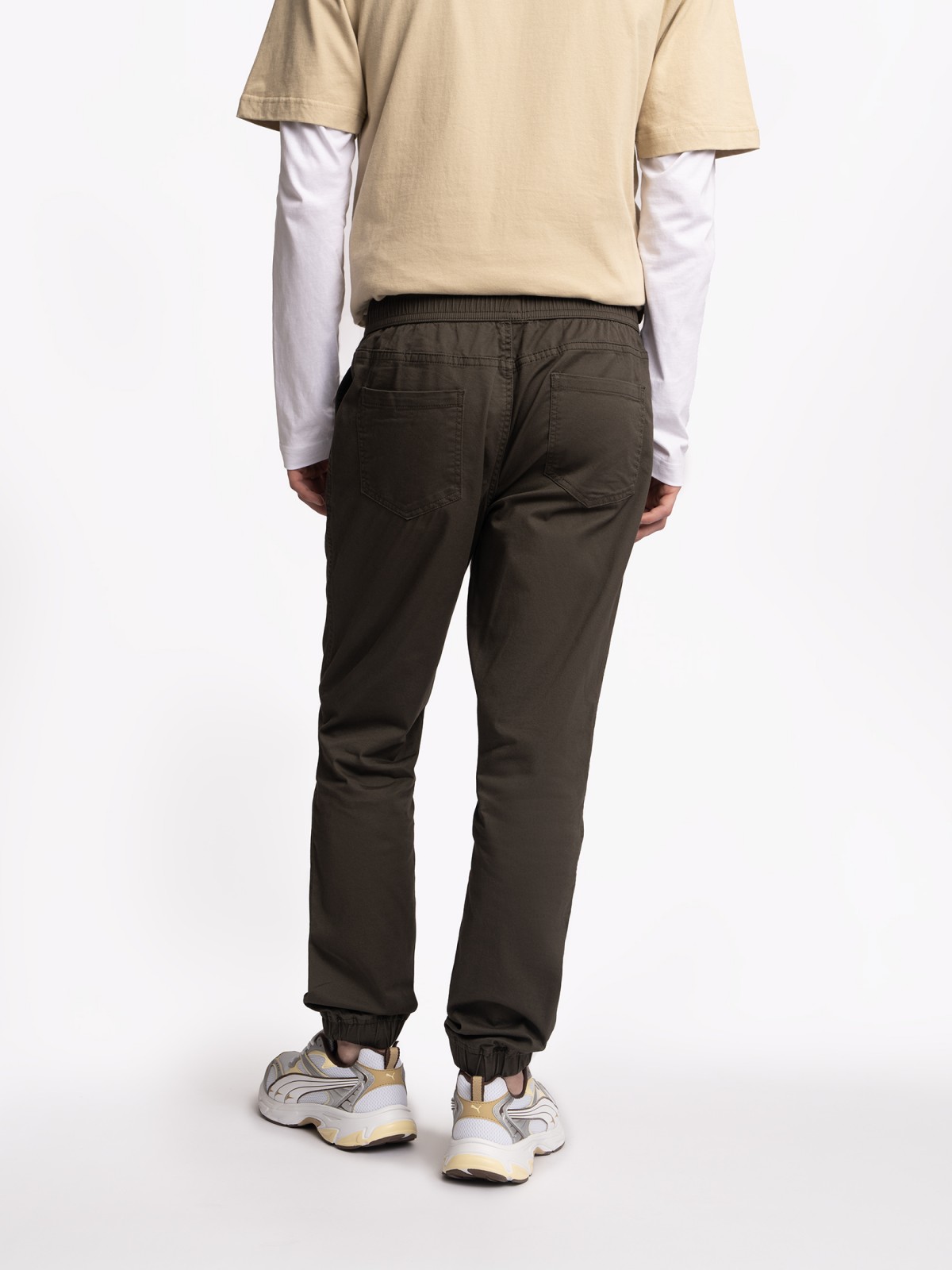 Прямые брюки-джоггеры из хлопка на резинке