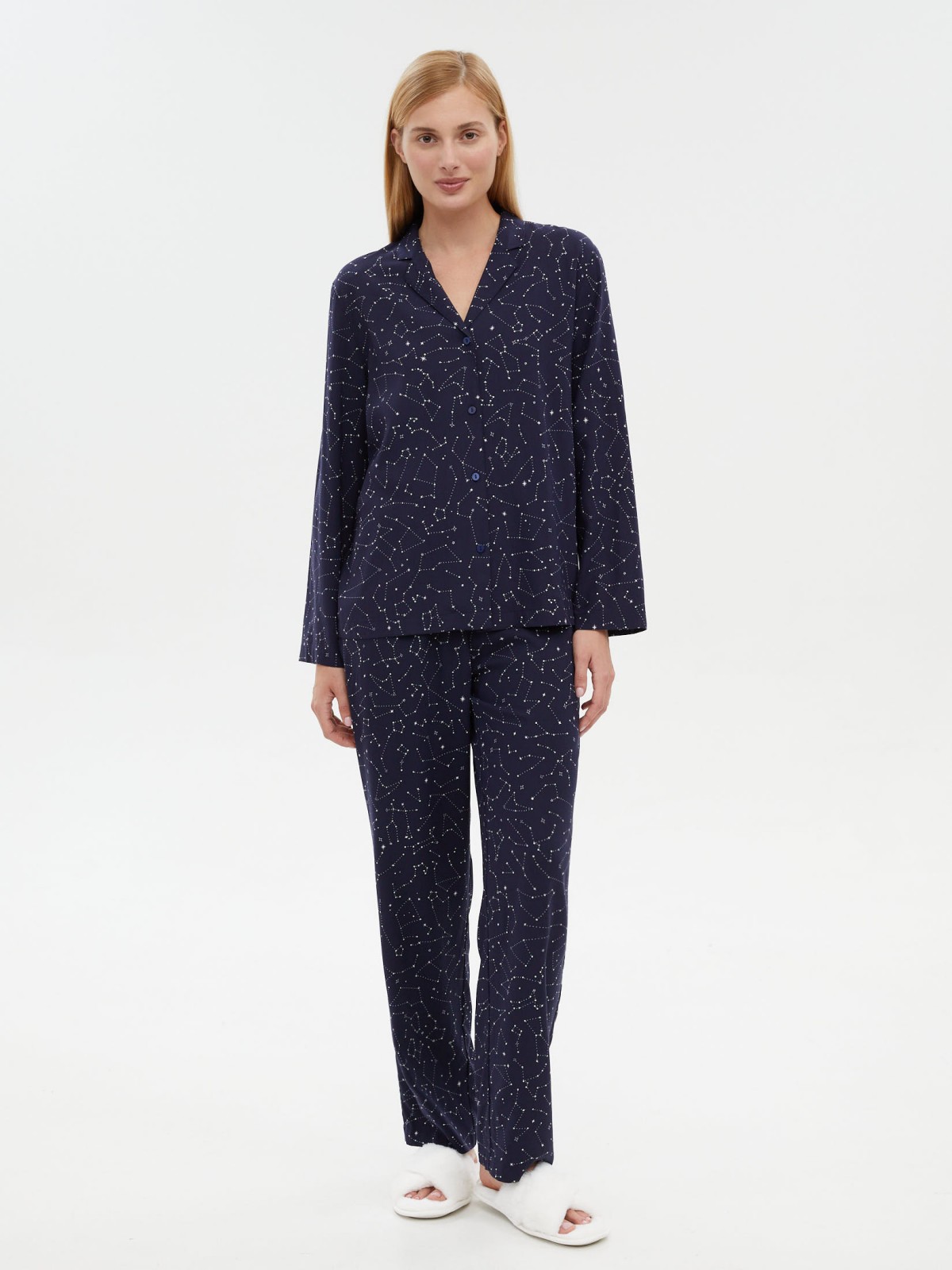 Рубашка из вискозы с вырезом и принтом