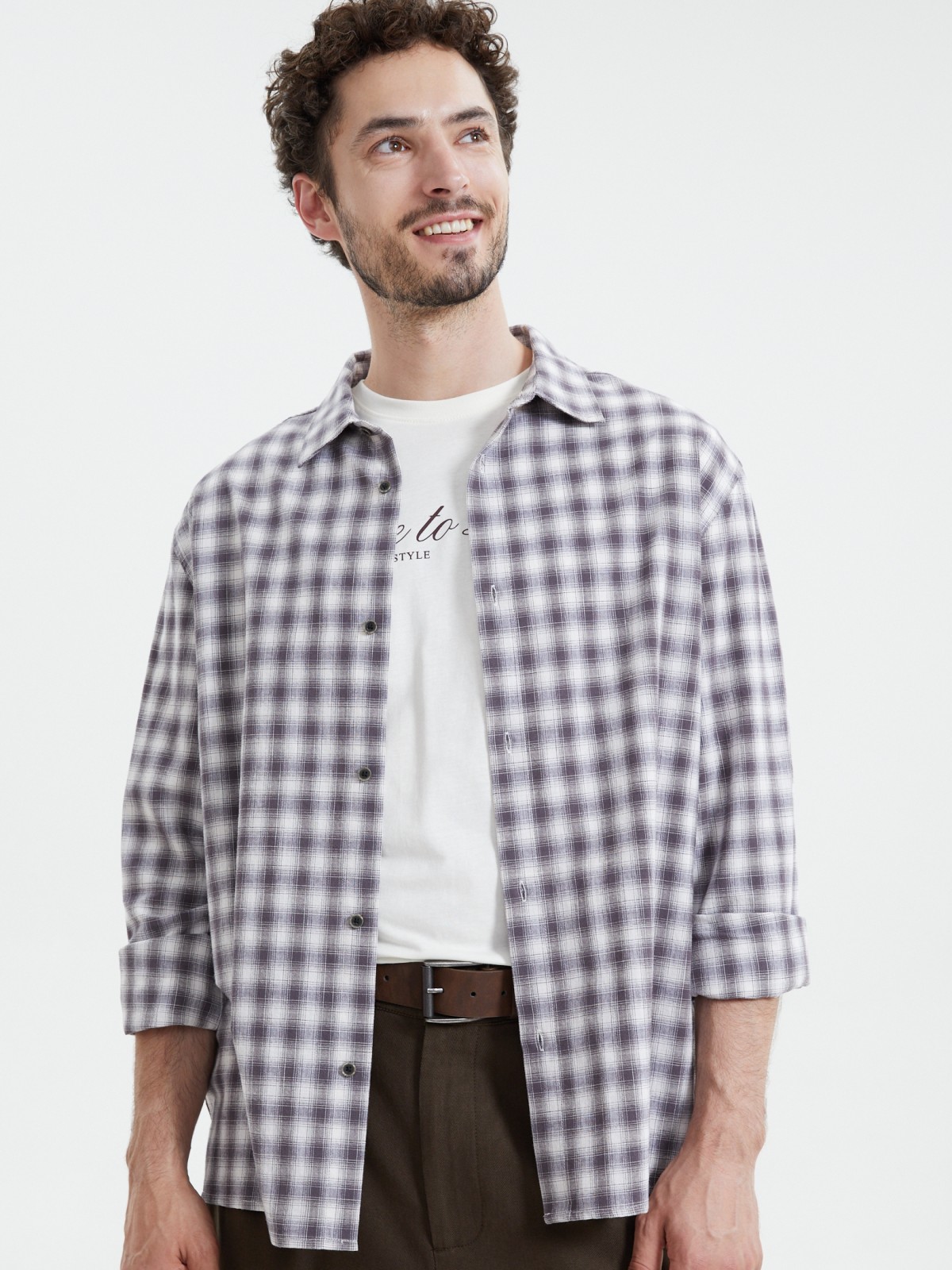 Рубашка из хлопка с узором в клетку