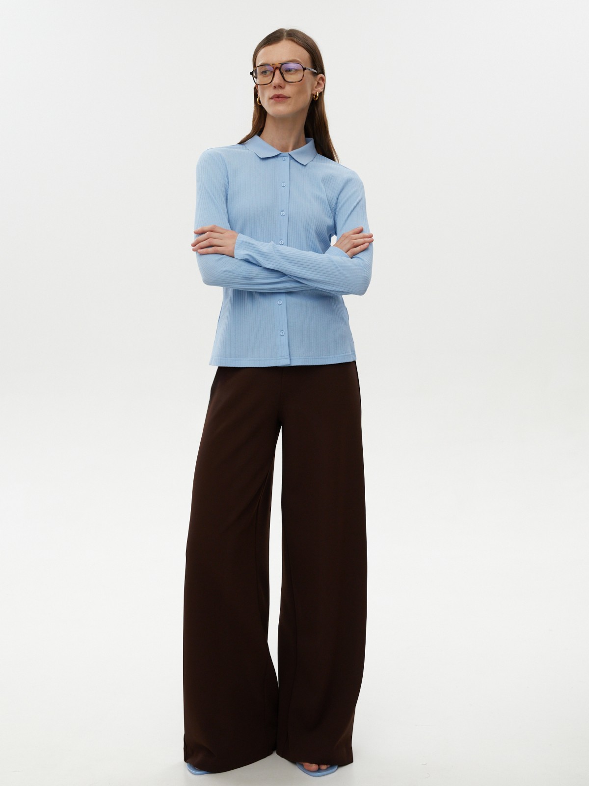 Трикотажная рубашка с отложным воротником