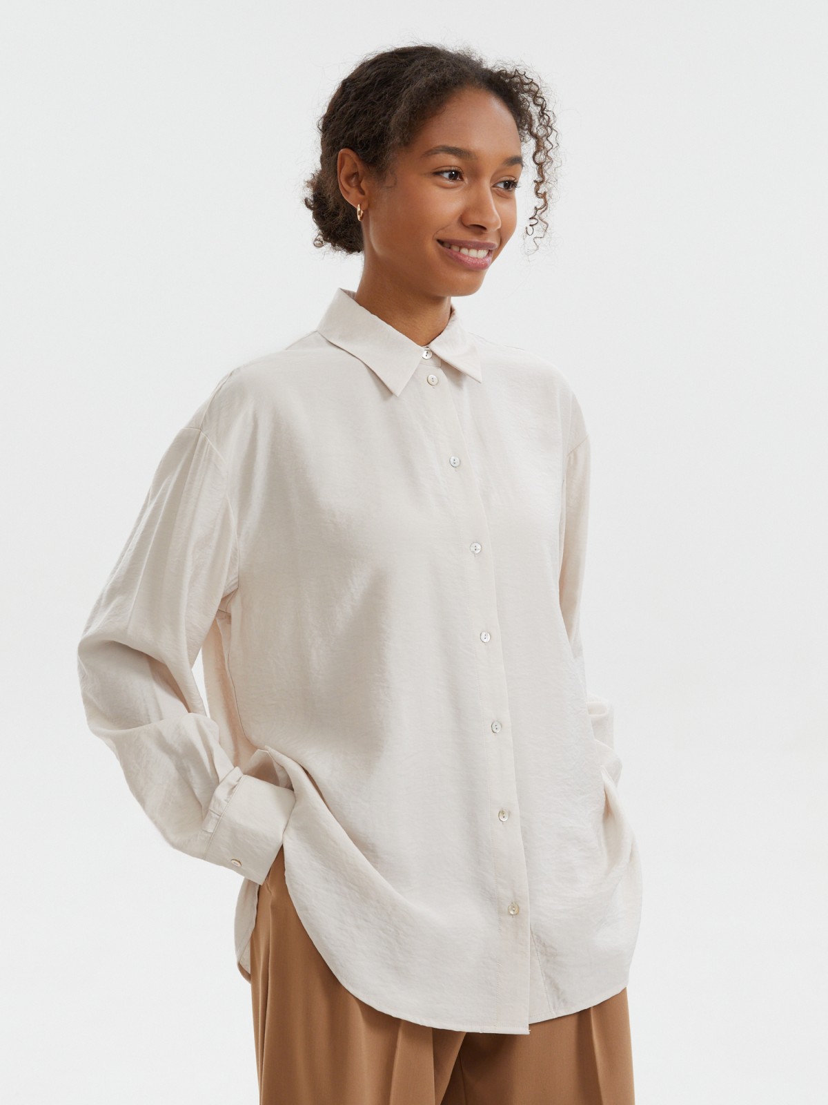 Однотонная рубашка из жатой ткани