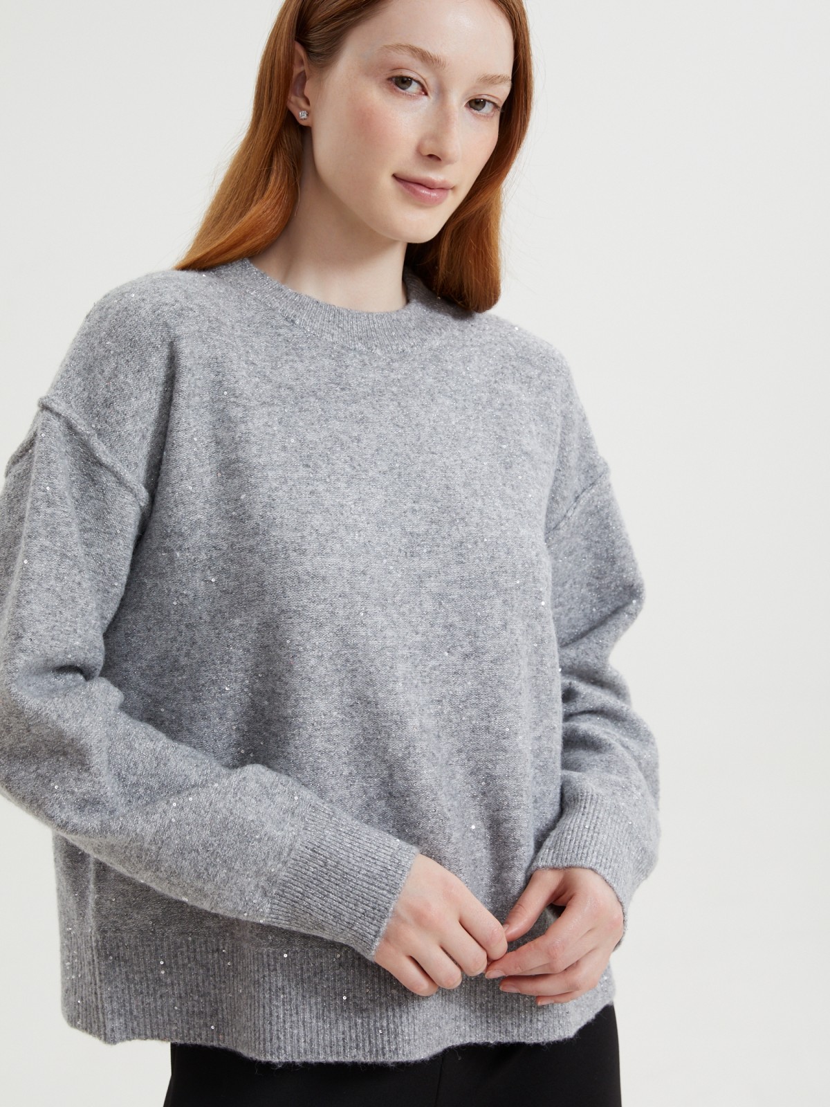 Вязаный джемпер с люрексом и пайетками