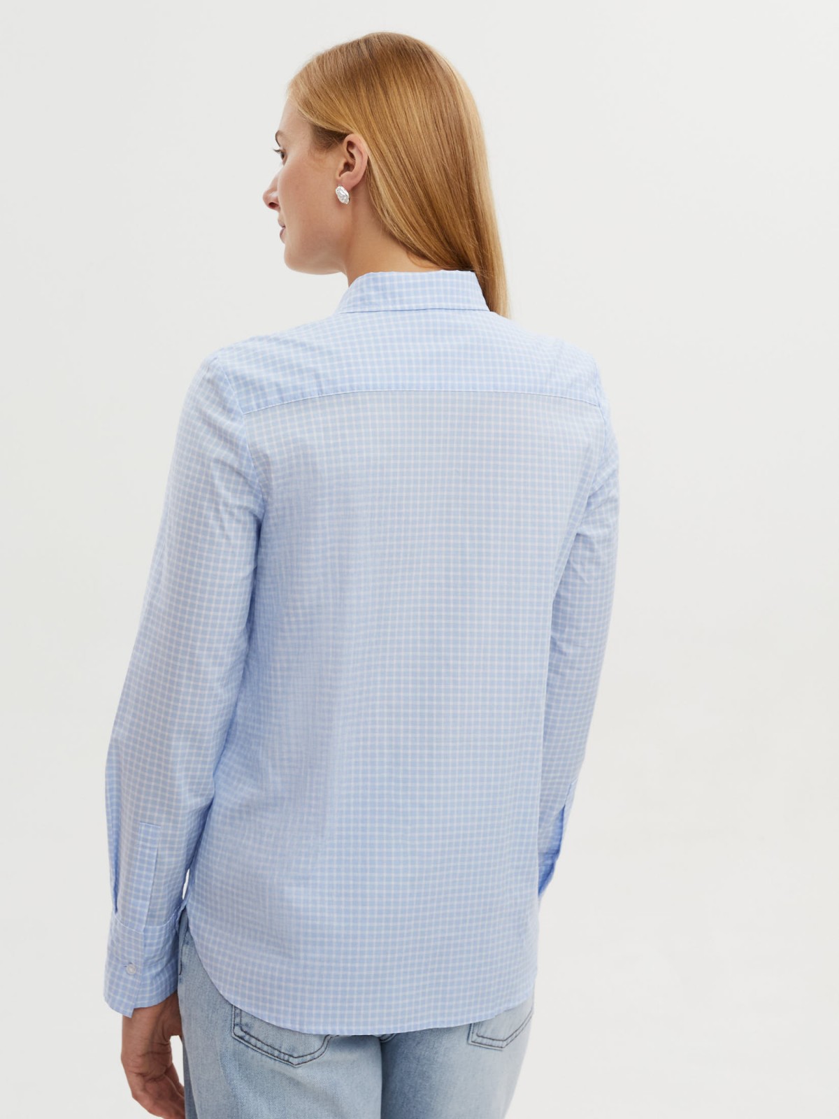 Рубашка из хлопка в клетку с длинным рукавом