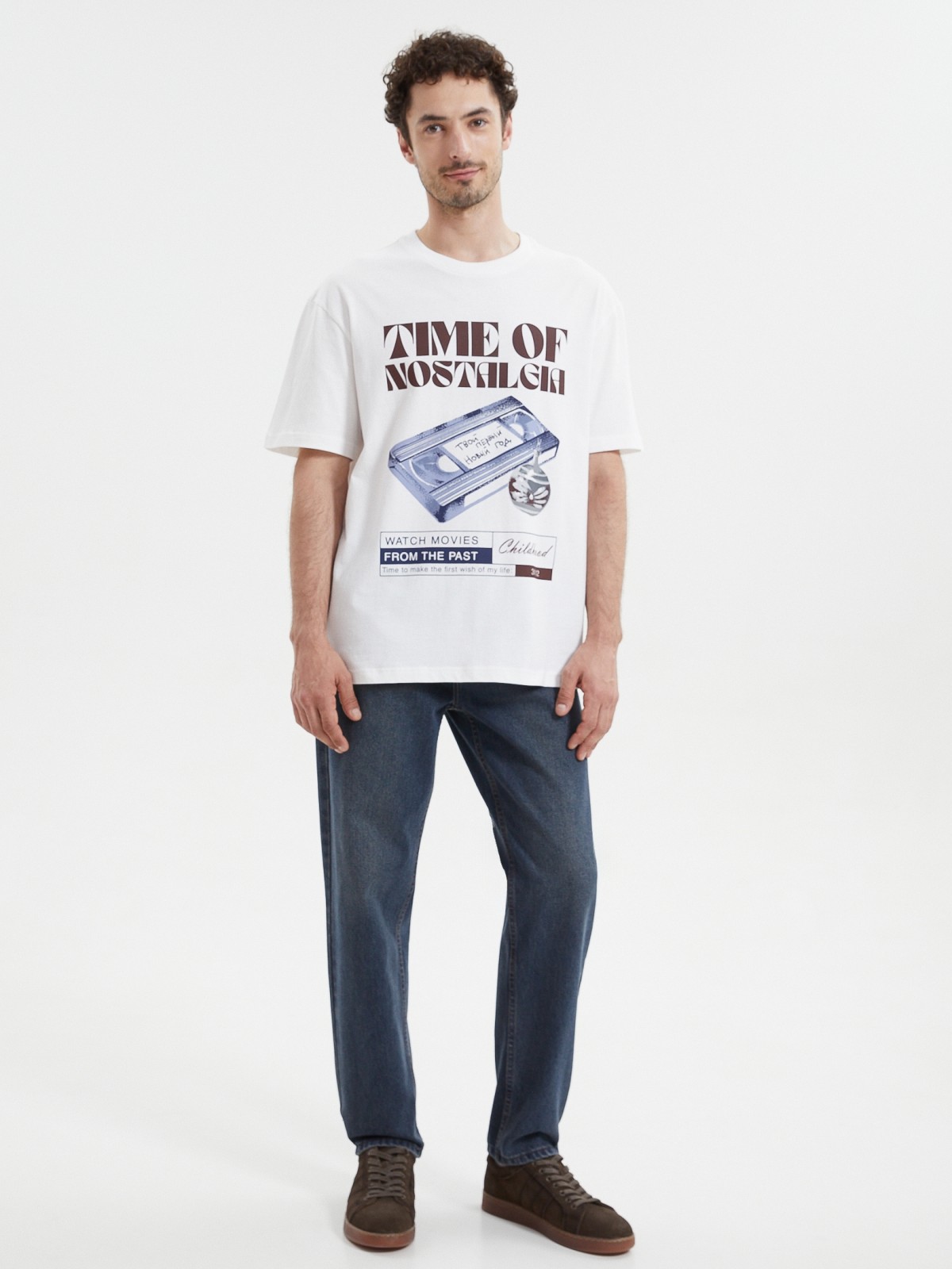 Новогодняя футболка из хлопка с принтом