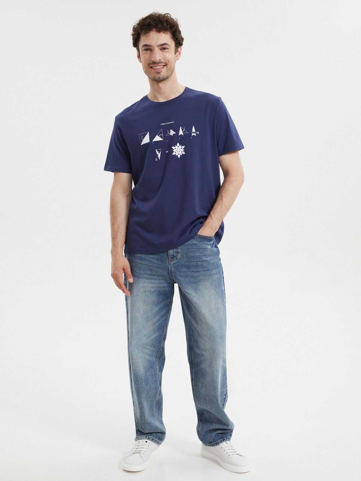 Новогодняя футболка из хлопка с принтом