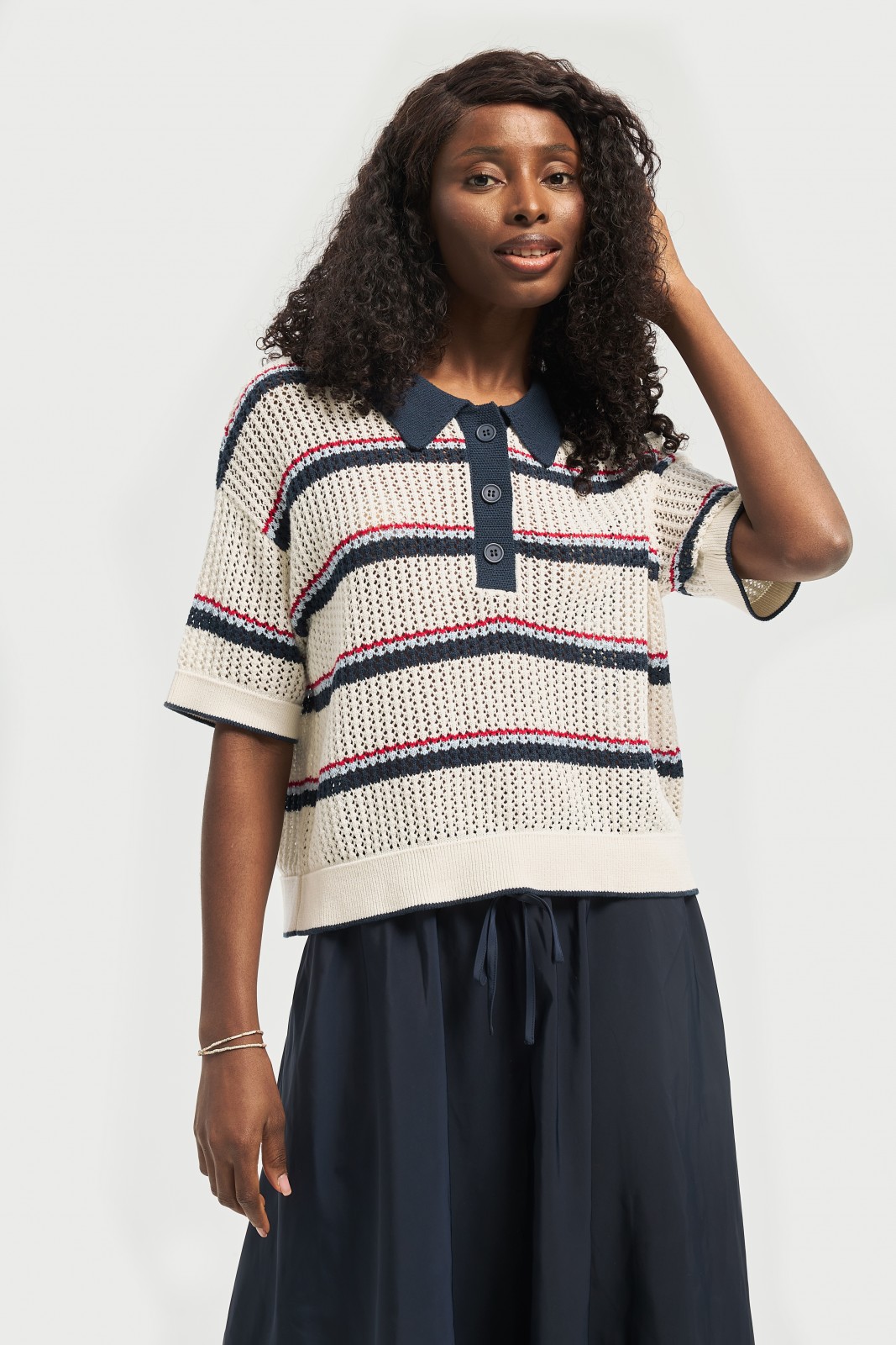 Вязаный джемпер с воротником поло