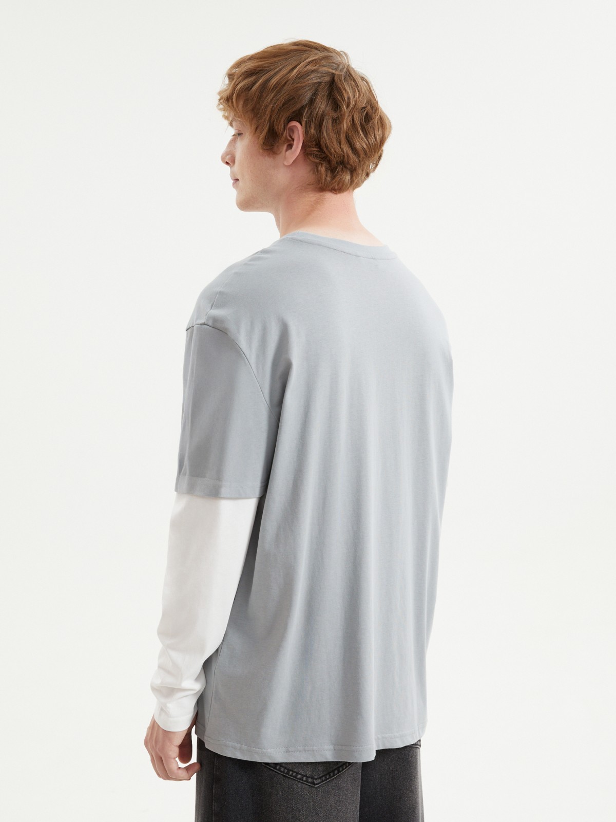 Лонгслив из хлопка с имитацией футболки