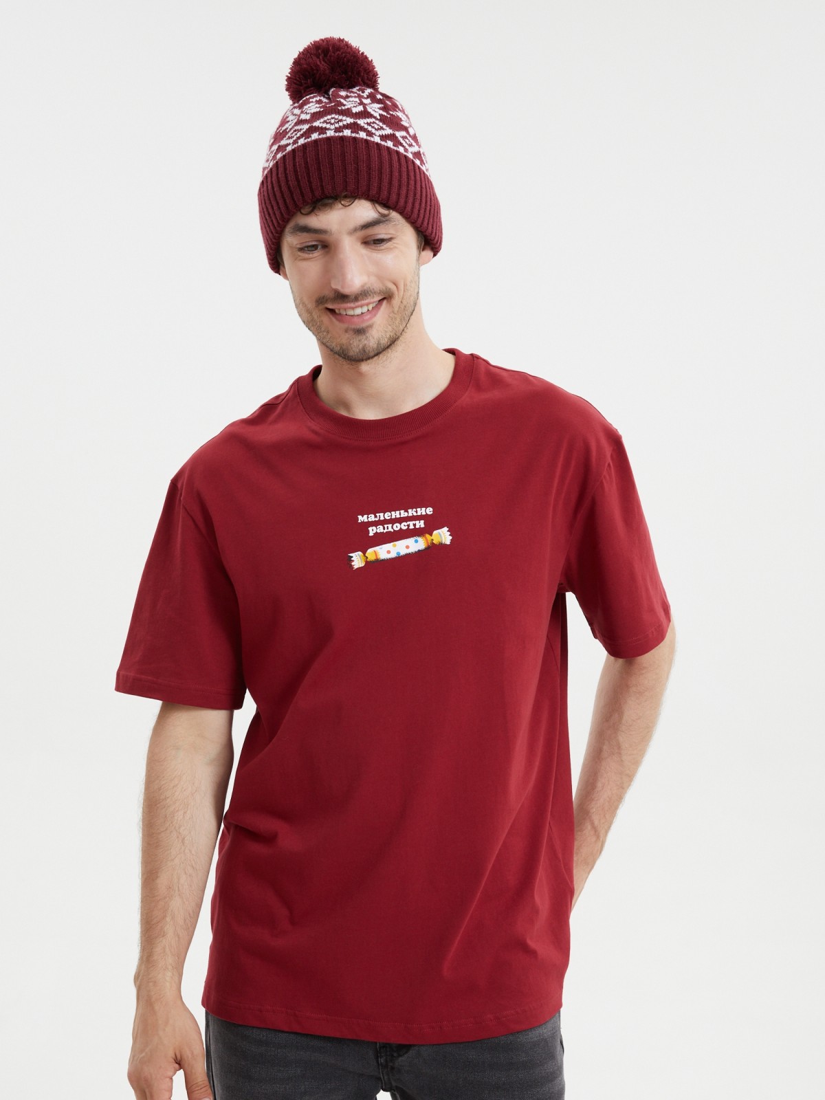 Новогодняя футболка из хлопка с принтом