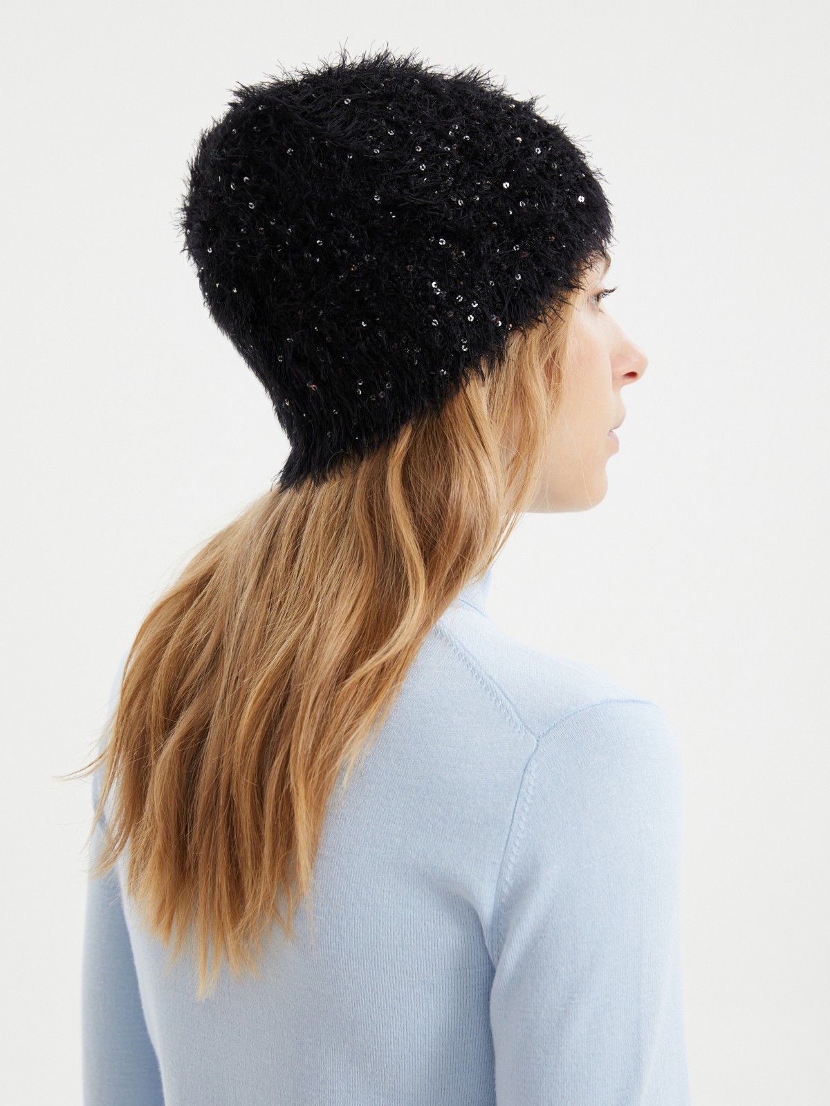 Шапка-бини без отворота с блёстками