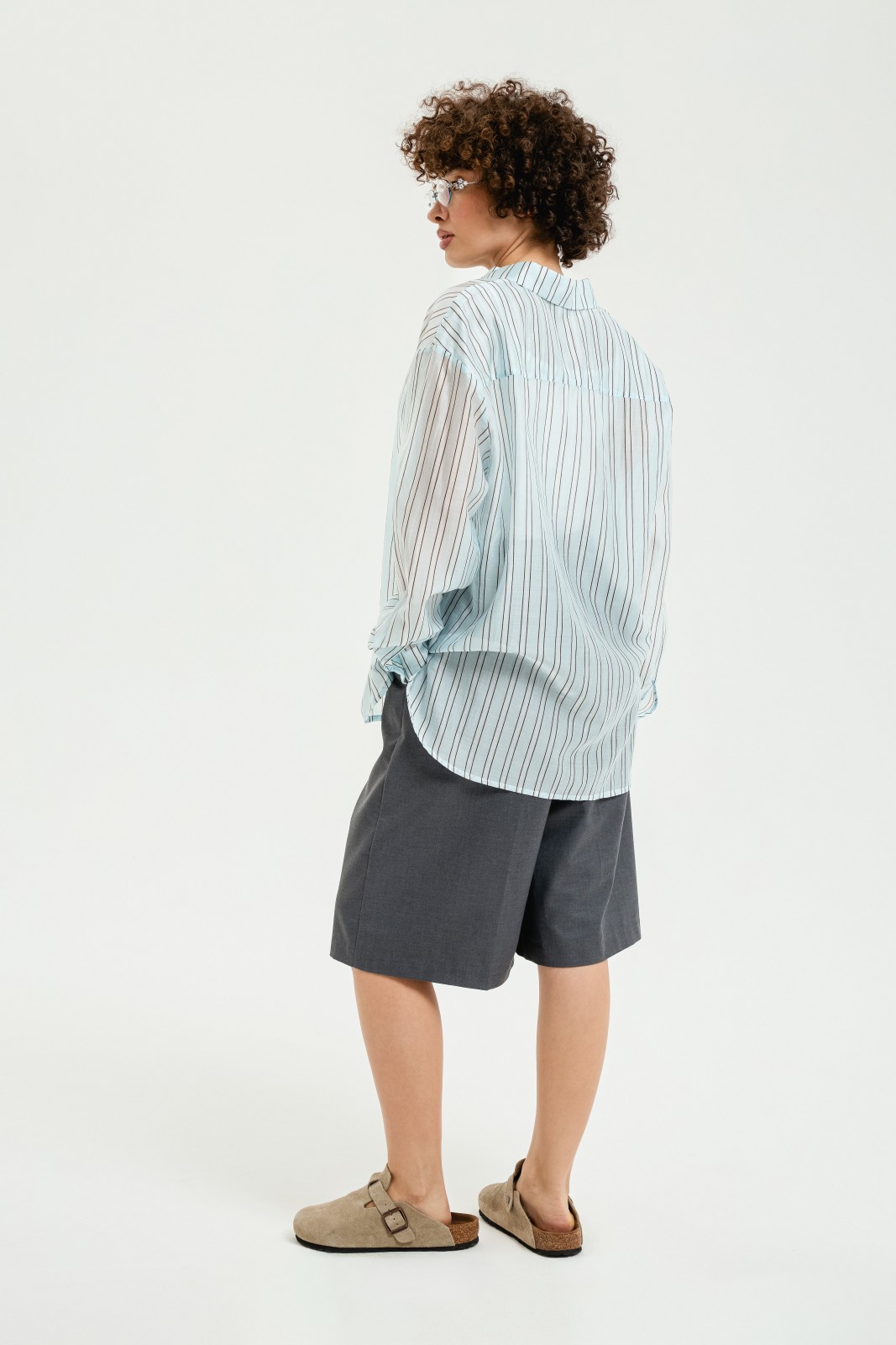 Рубашка из шифона в полоску