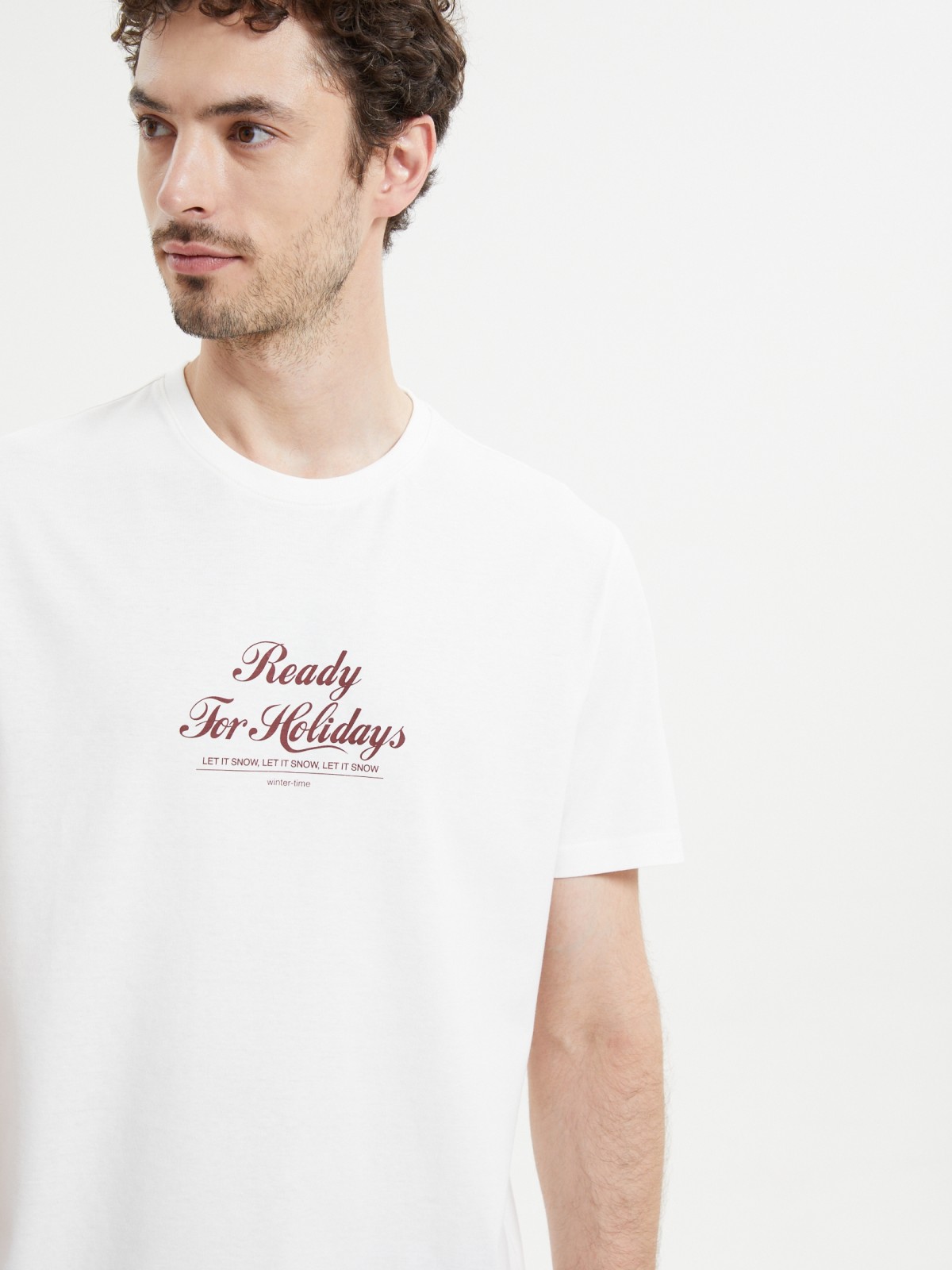 Новогодняя футболка из хлопка с принтом