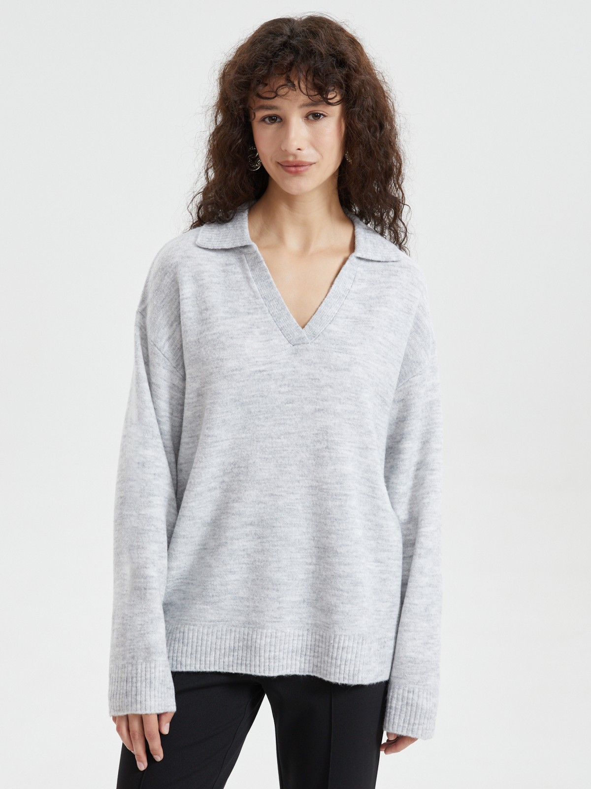 Вязаный джемпер с воротником поло