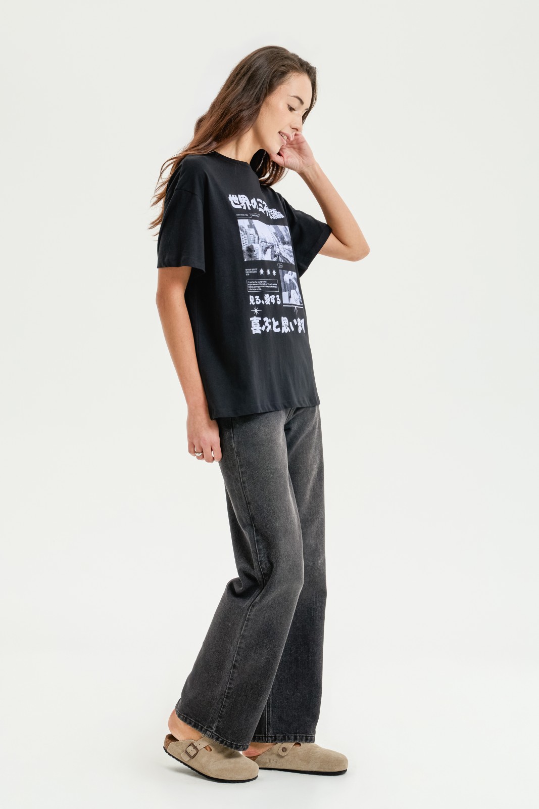 Футболка оверсайз из хлопка с принтом