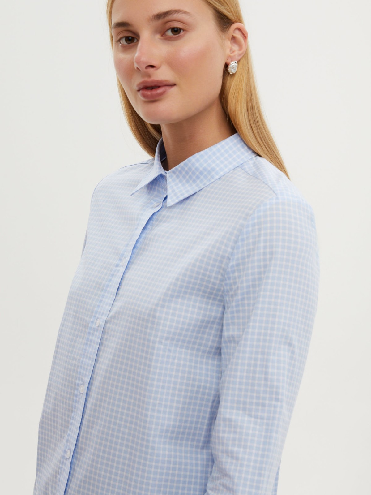 Рубашка из хлопка в клетку с длинным рукавом
