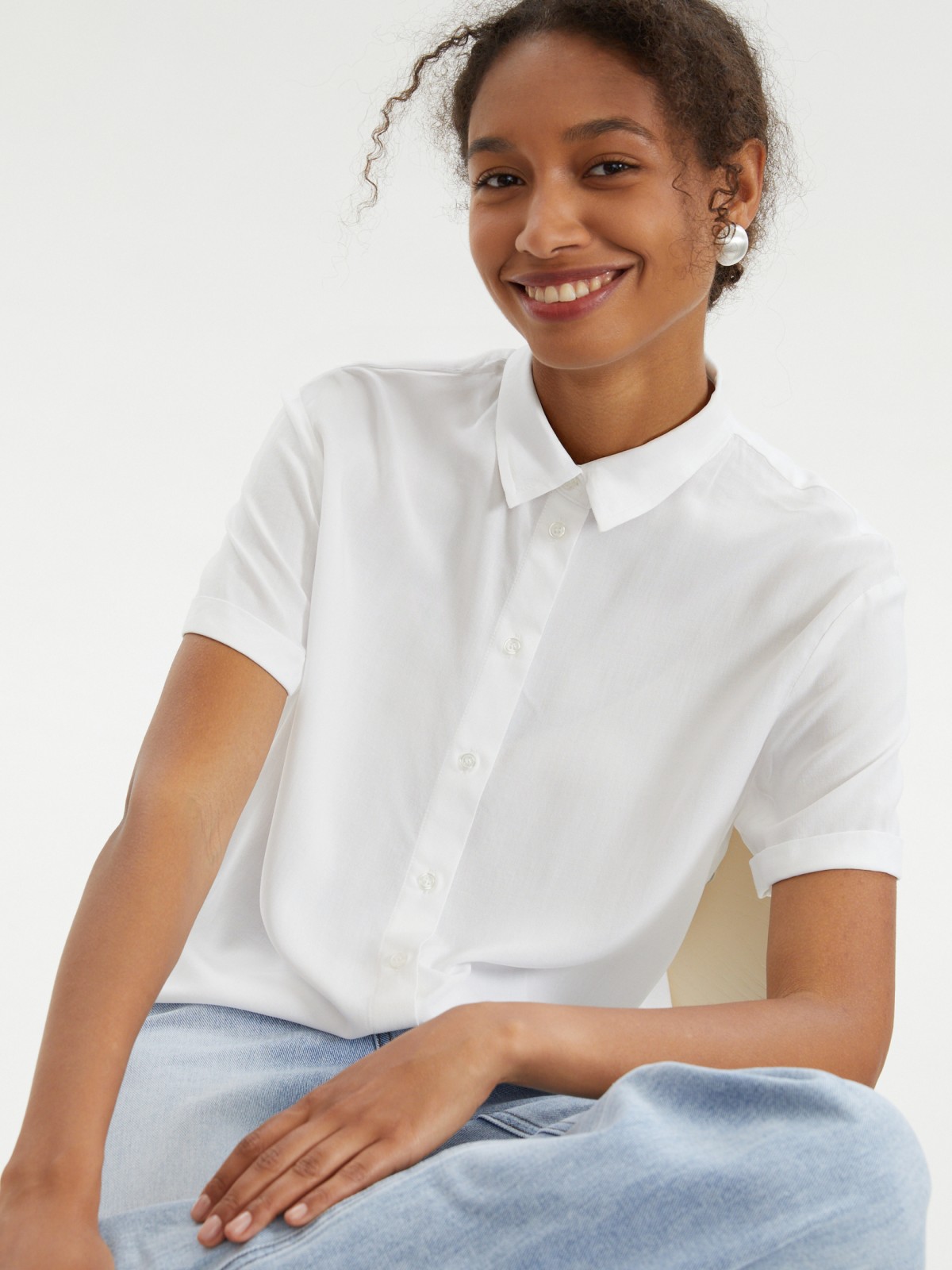 Укороченная рубашка из вискозы