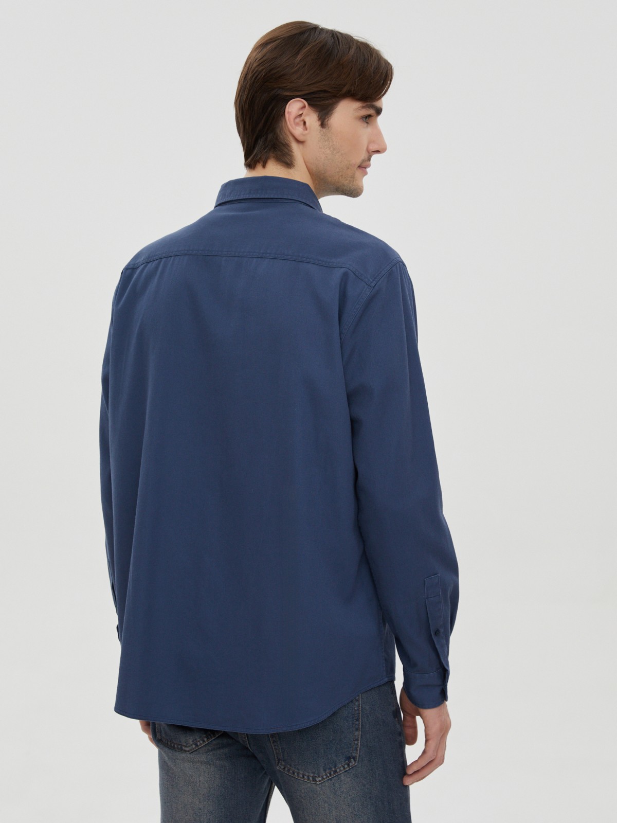 Прямая рубашка из хлопка с длинным рукавом