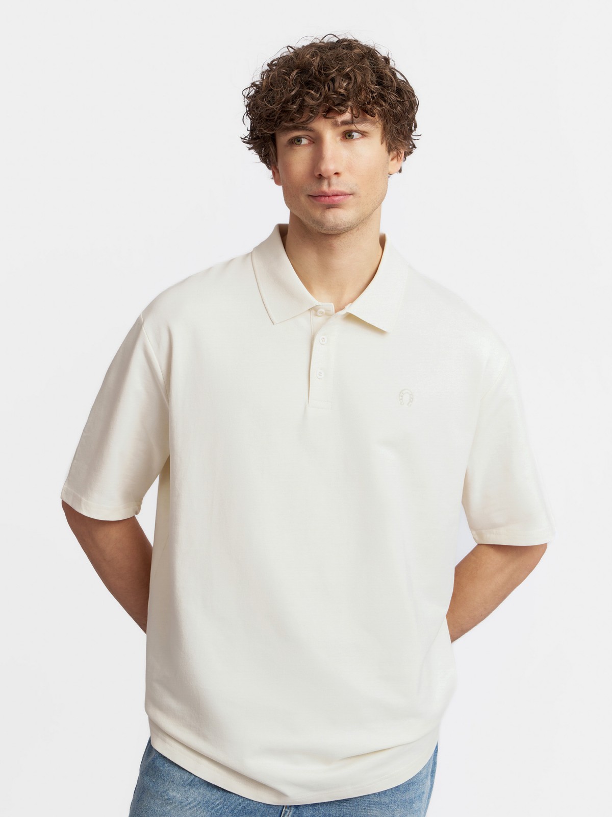 Футболка поло из хлопка однотонная