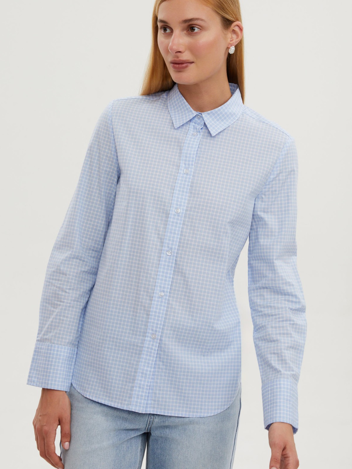 Рубашка из хлопка в клетку с длинным рукавом
