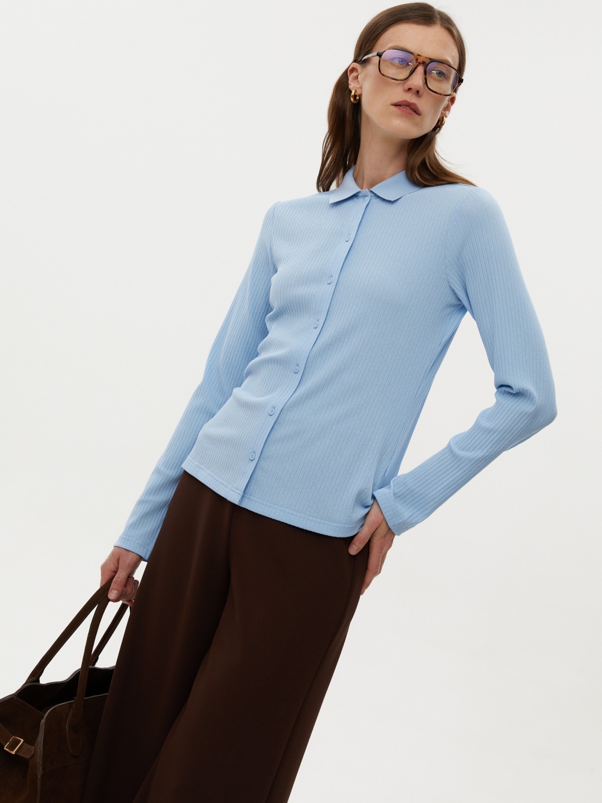 Трикотажная рубашка с отложным воротником