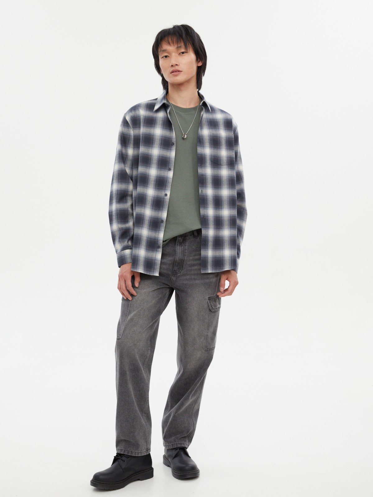 Рубашка из хлопка с узором в клетку