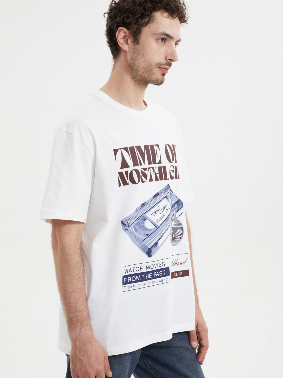 Новогодняя футболка из хлопка с принтом