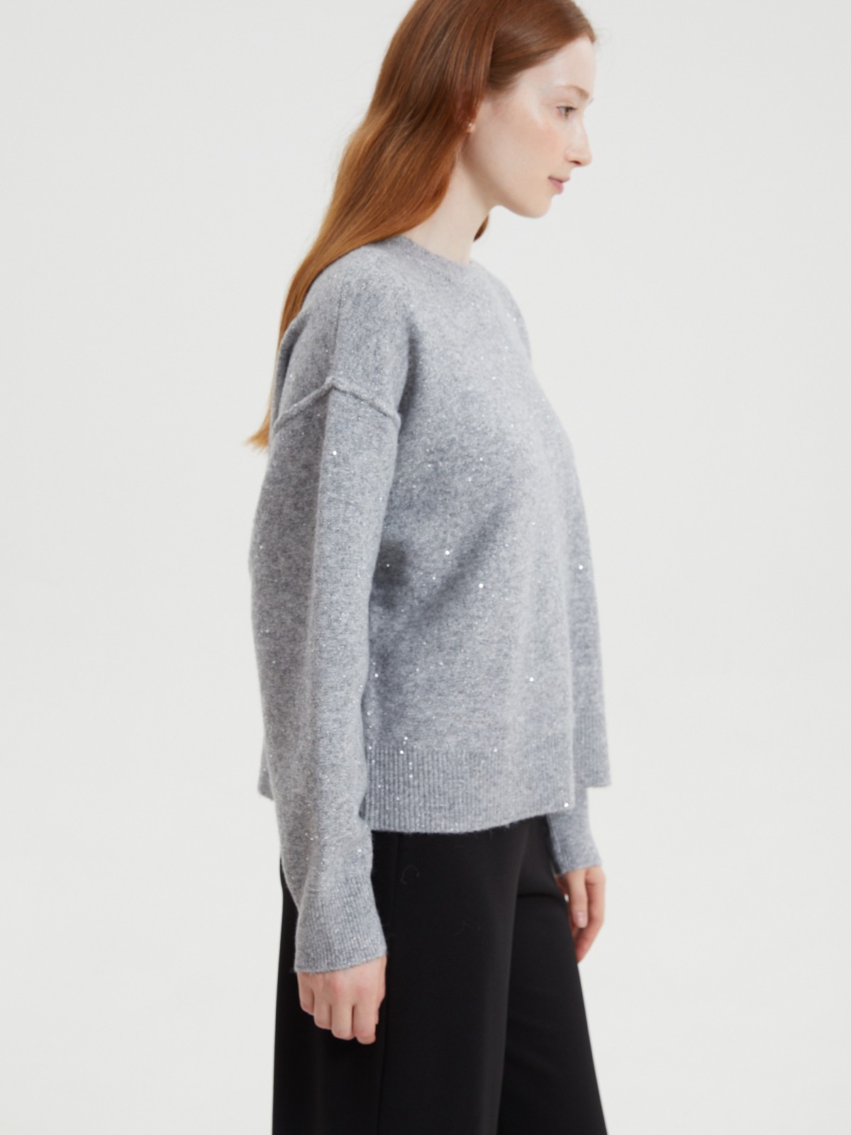 Вязаный джемпер с люрексом и пайетками