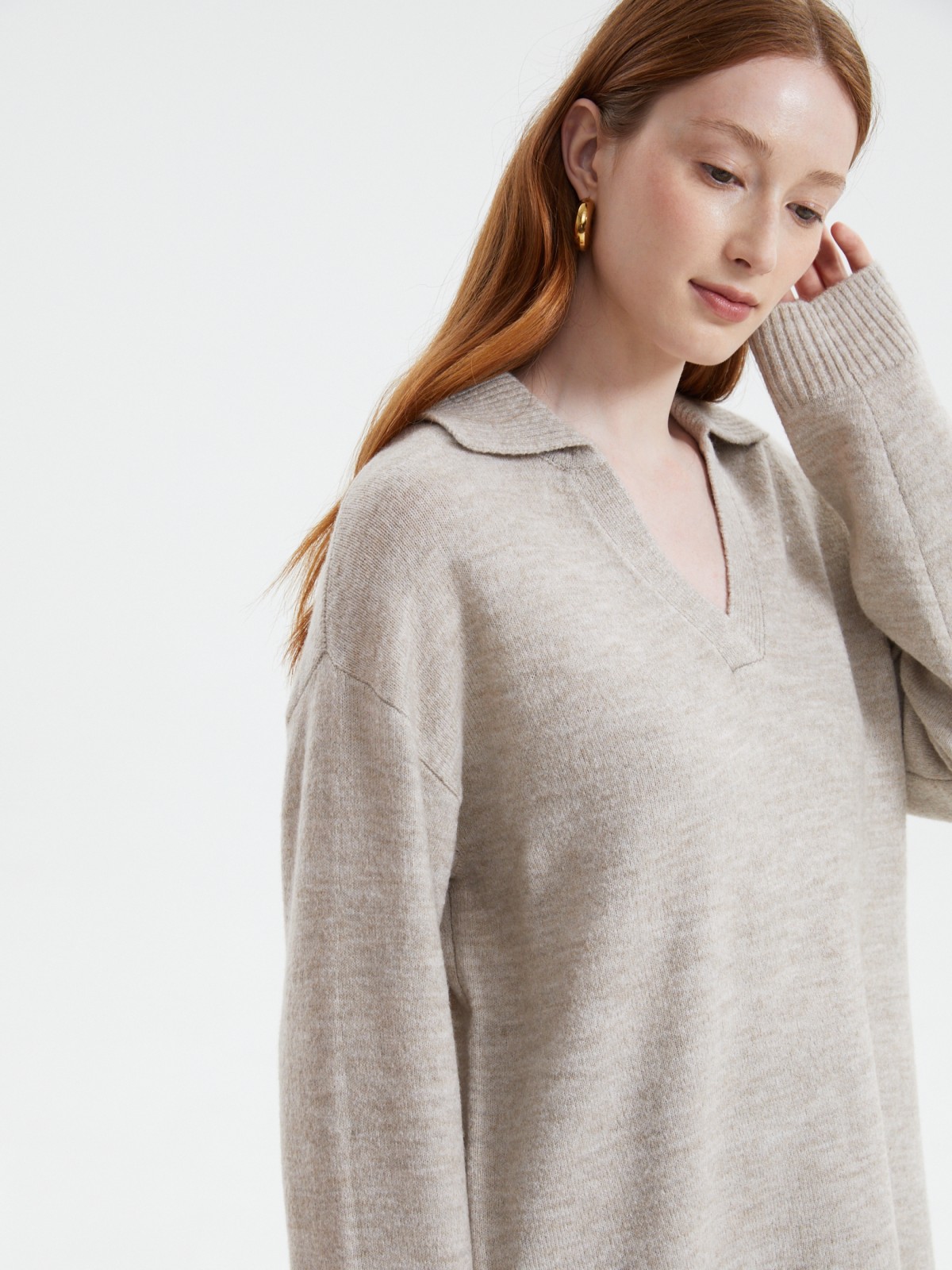 Вязаный джемпер с воротником поло