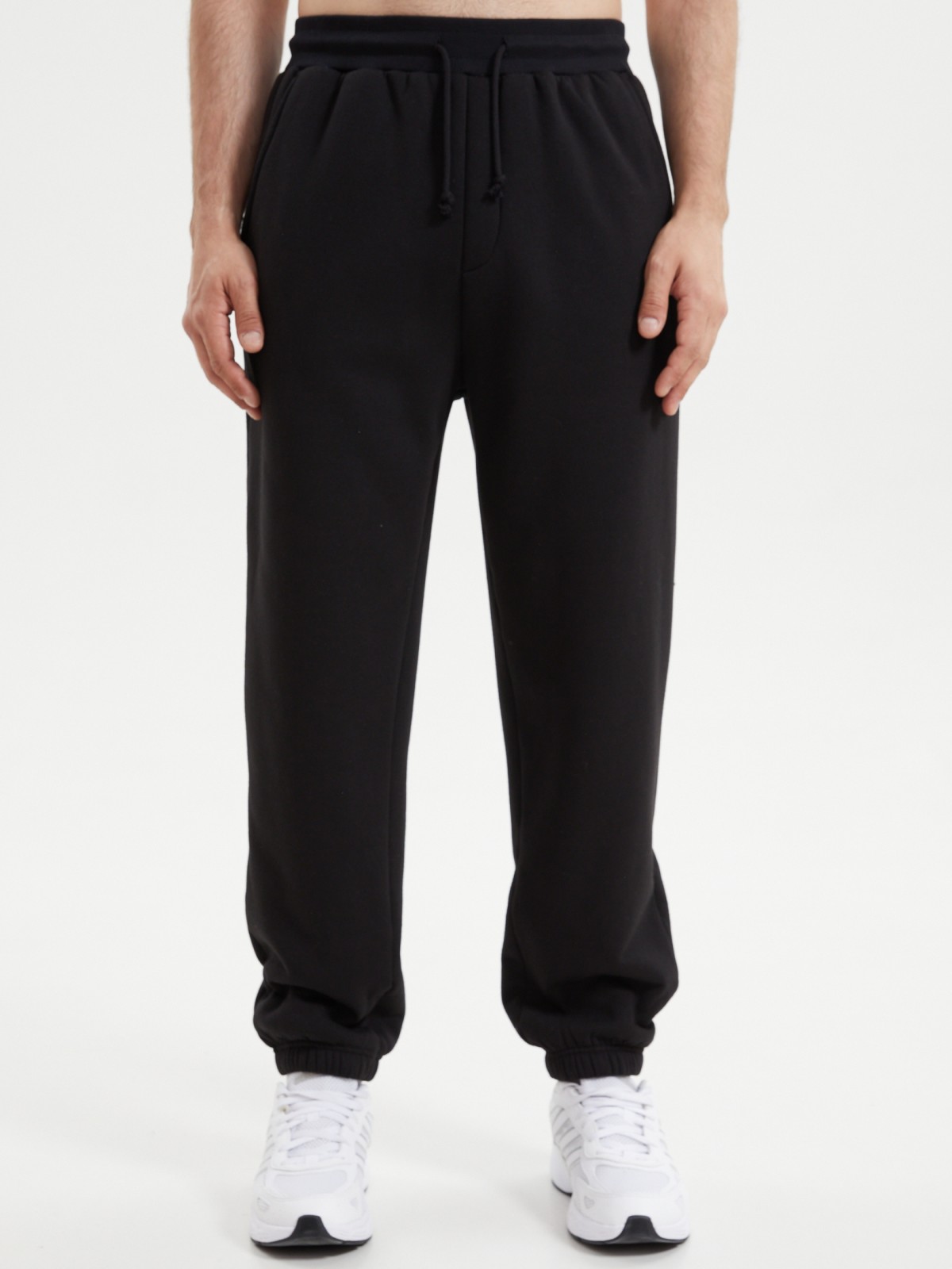 Тёплые трикотажные брюки-джоггеры с экомехом