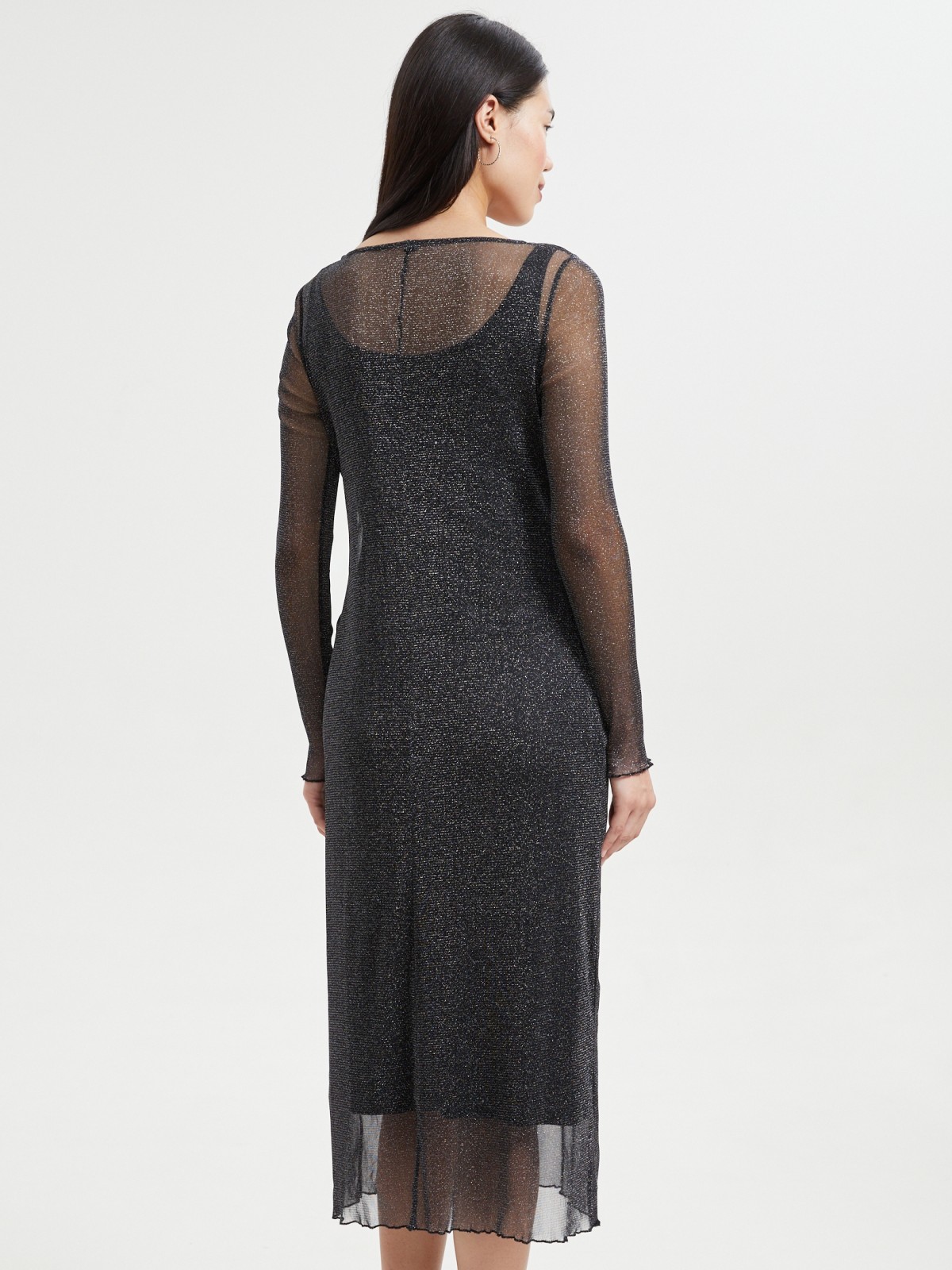 Платье из сетки с люрексом и нижней комбинацией