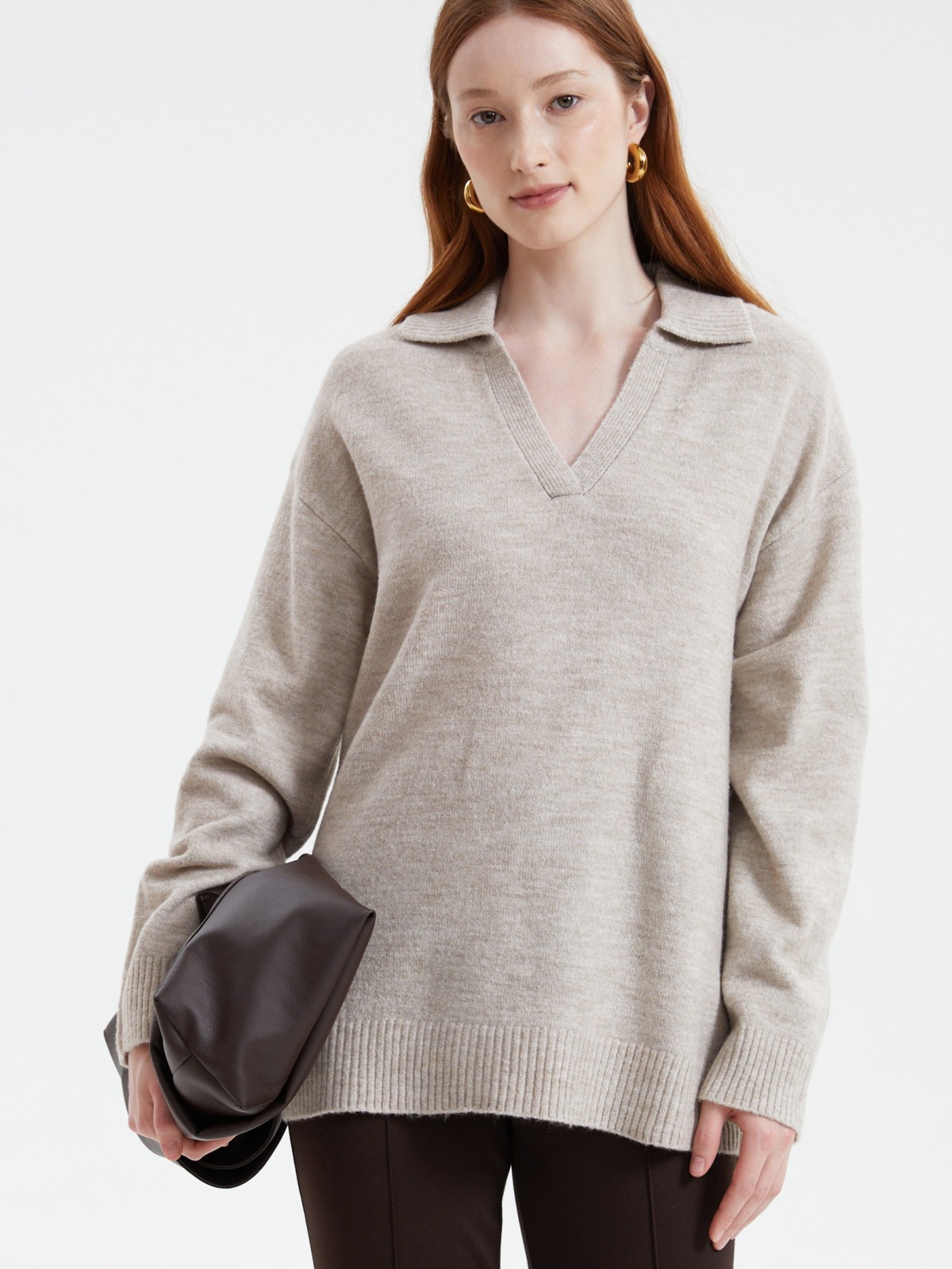 Вязаный джемпер с воротником поло