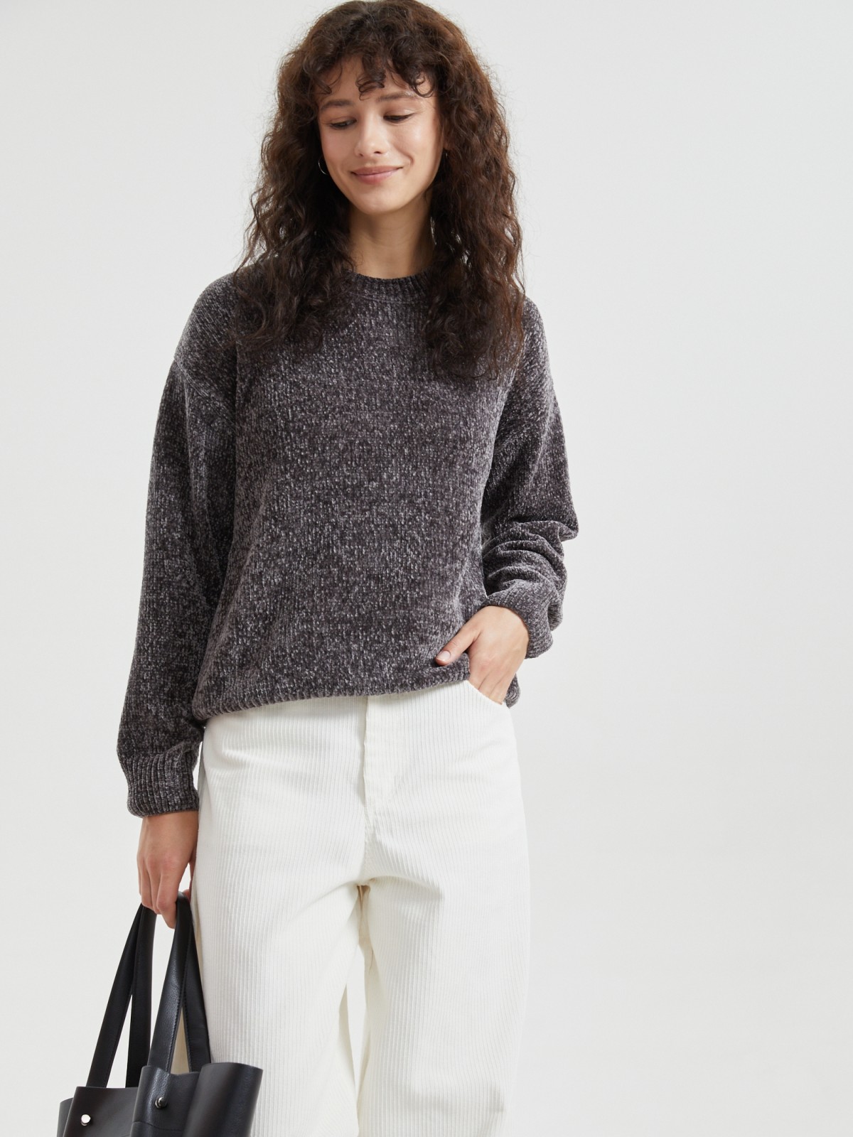 Вязаный бархатистый джемпер