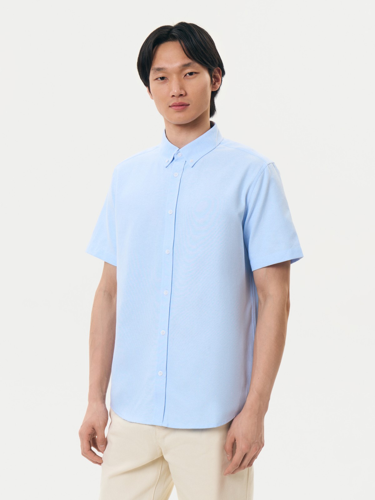 Рубашка прямого силуэта с коротким рукавом